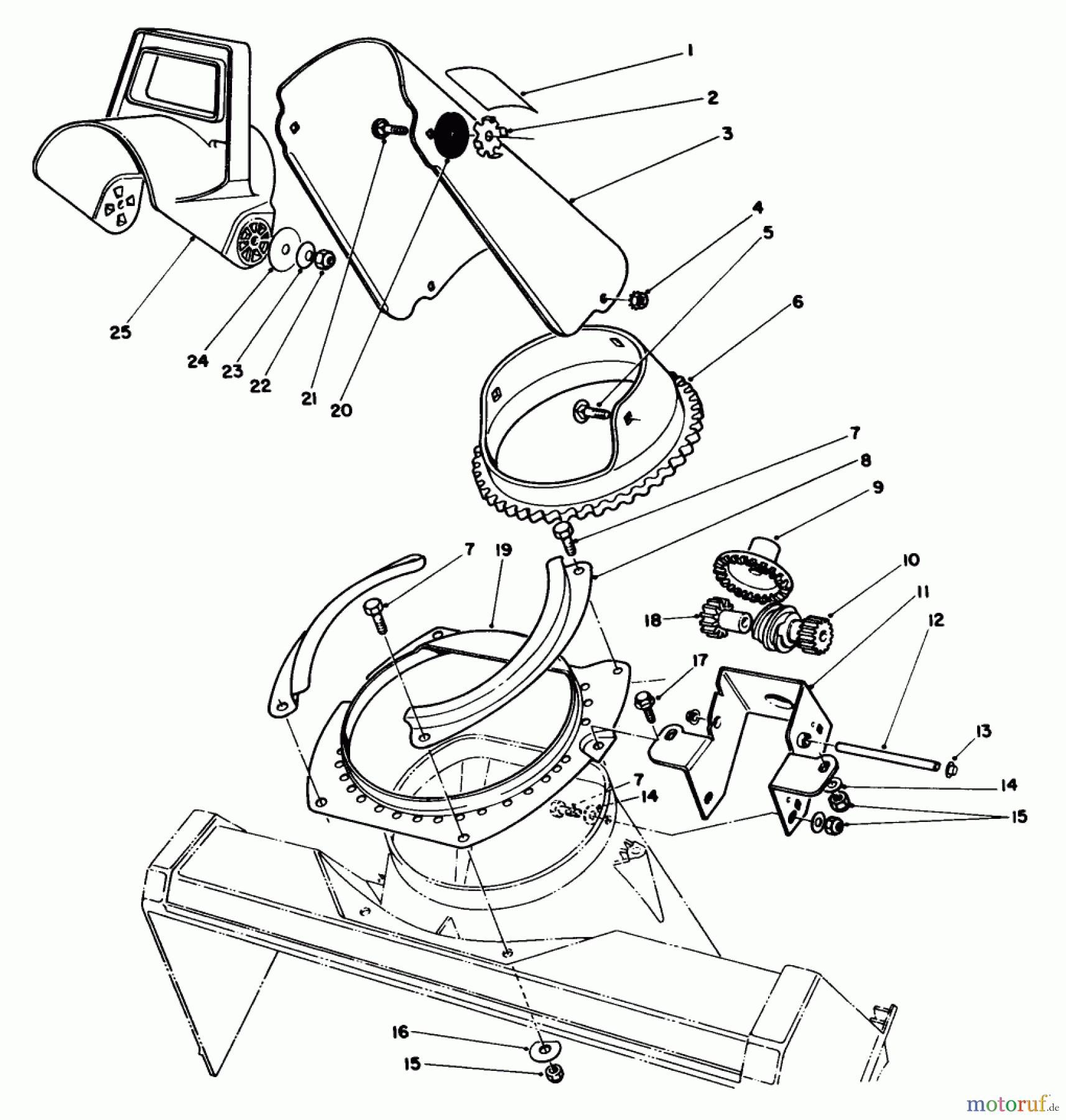  Toro Neu Snow Blowers/Snow Throwers Seite 1 38180C - Toro CCR 2000 Snowthrower, 1988 (8000001-8999999) DISCHARGE CHUTE ASSEMBLY