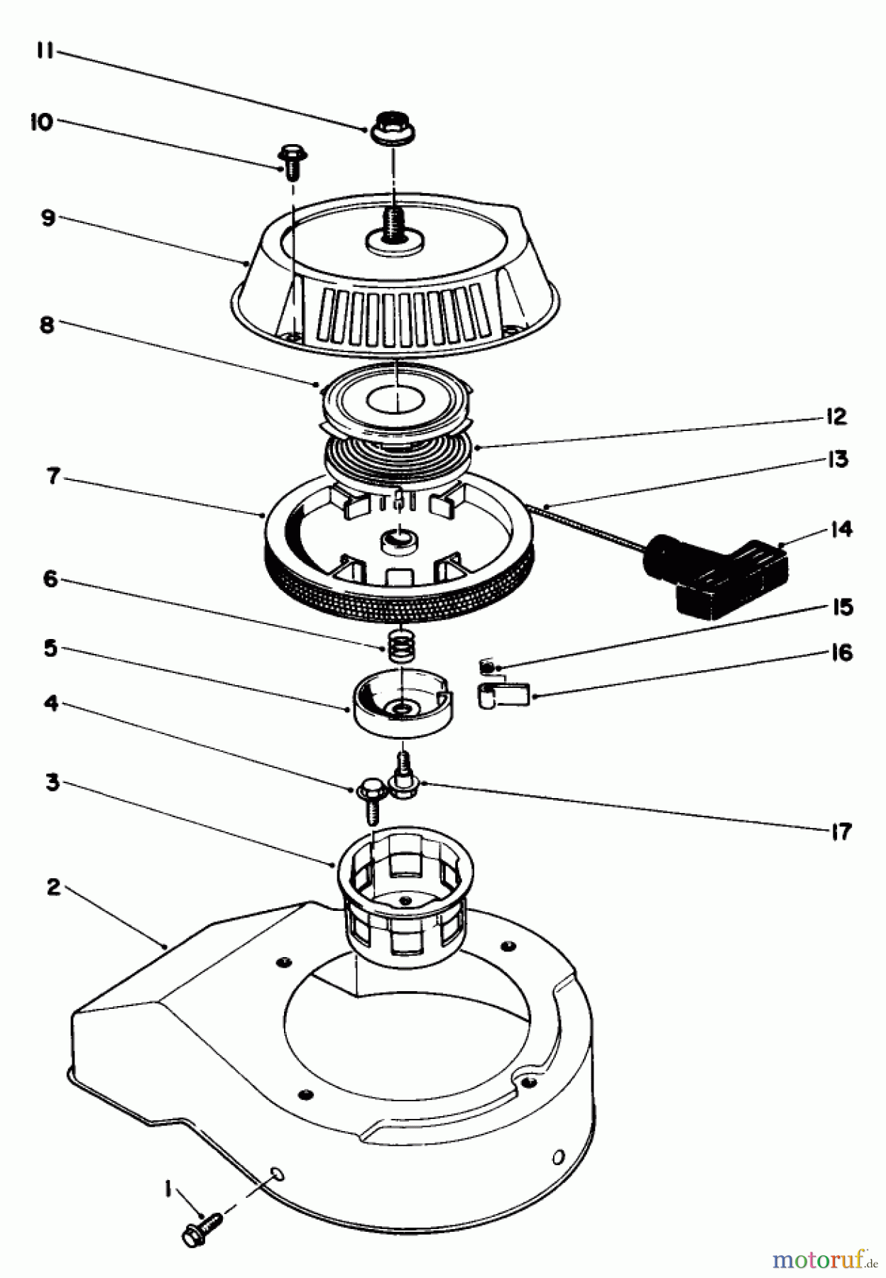  Toro Neu Snow Blowers/Snow Throwers Seite 1 38180C - Toro CCR 2000 Snowthrower, 1988 (8000001-8999999) RECOIL STARTER ASSEMBLY