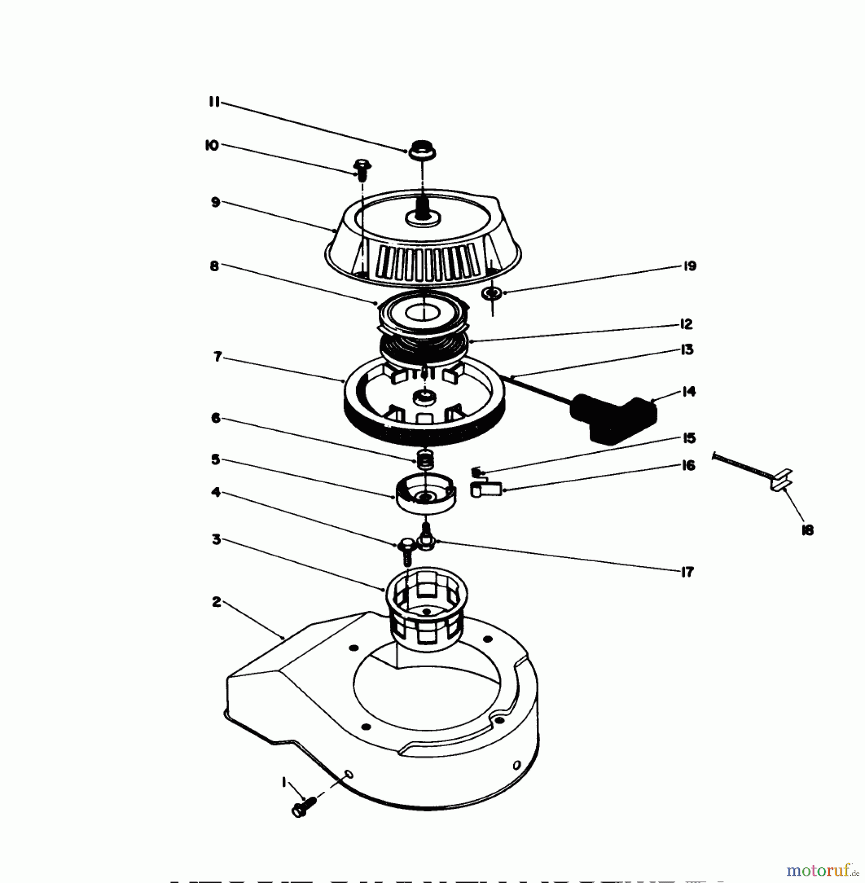  Toro Neu Snow Blowers/Snow Throwers Seite 1 38181 - Toro CCR 2000 Snowthrower, 1992 (2000001-2999999) RECOIL STARTER ASSEMBLY (ENGINE MODEL NO. 47PM1-4)