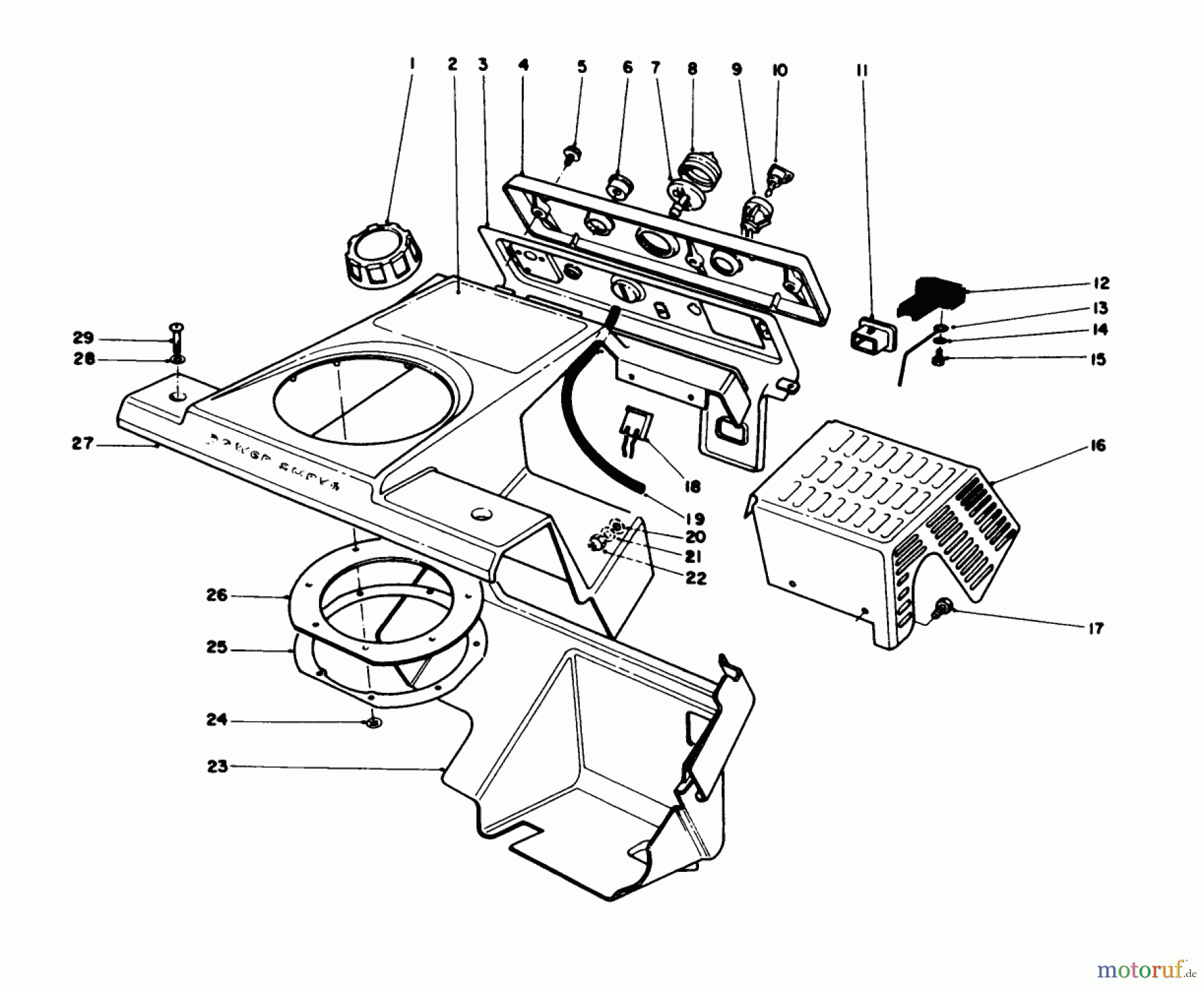  Toro Neu Snow Blowers/Snow Throwers Seite 1 38180 - Toro CCR 2000 Snowthrower, 1994 (4900001-4999999) CONTROL PANEL & SHROUDING ASSEMBLY