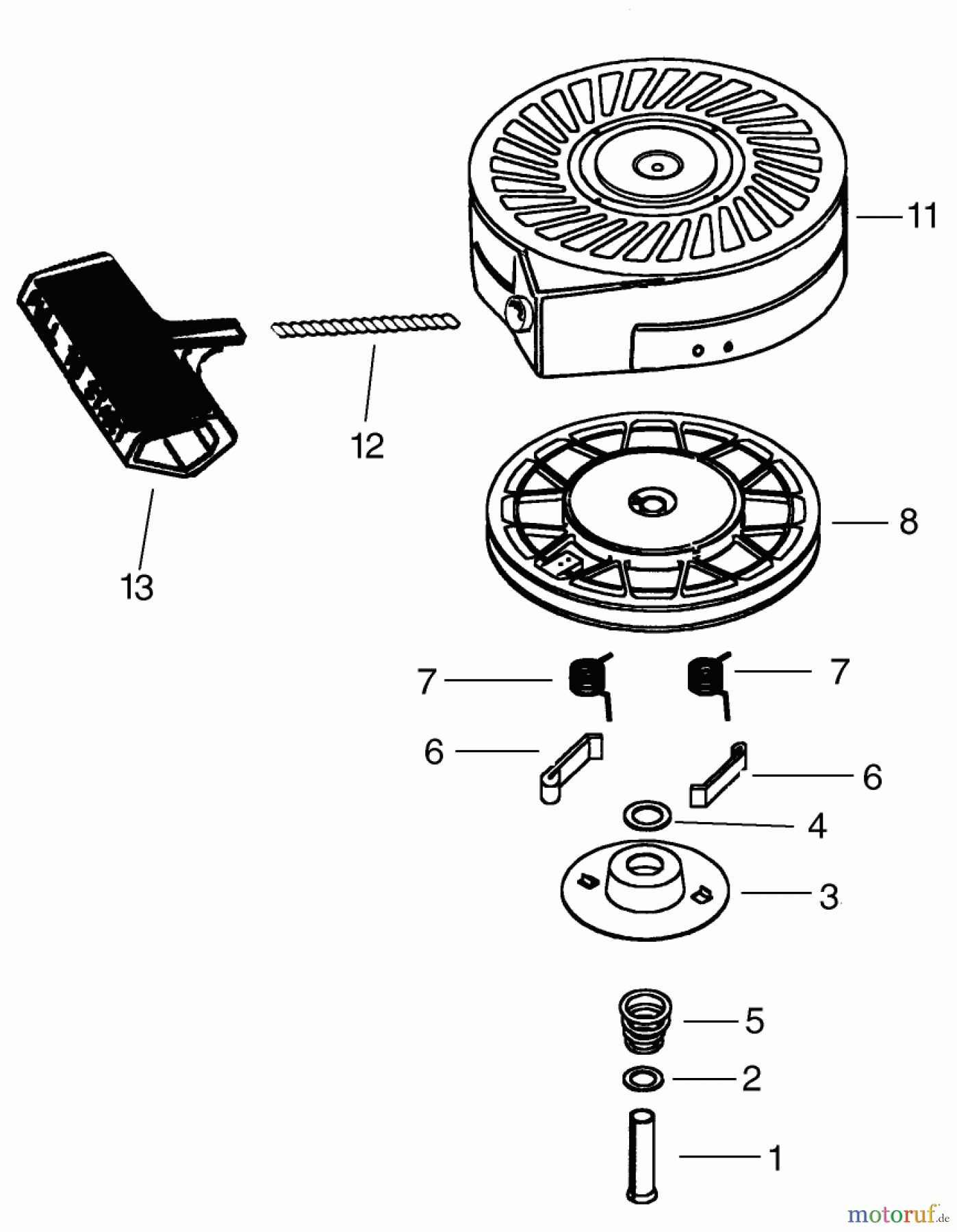  Toro Neu Snow Blowers/Snow Throwers Seite 1 38182 - Toro Powerlite Snowthrower, 2006 (260000001-260999999) RECOIL STARTER ASSEMBLY NO. 590712 (OPTIONAL) TECUMSEH HSK635 TYPE 1723C