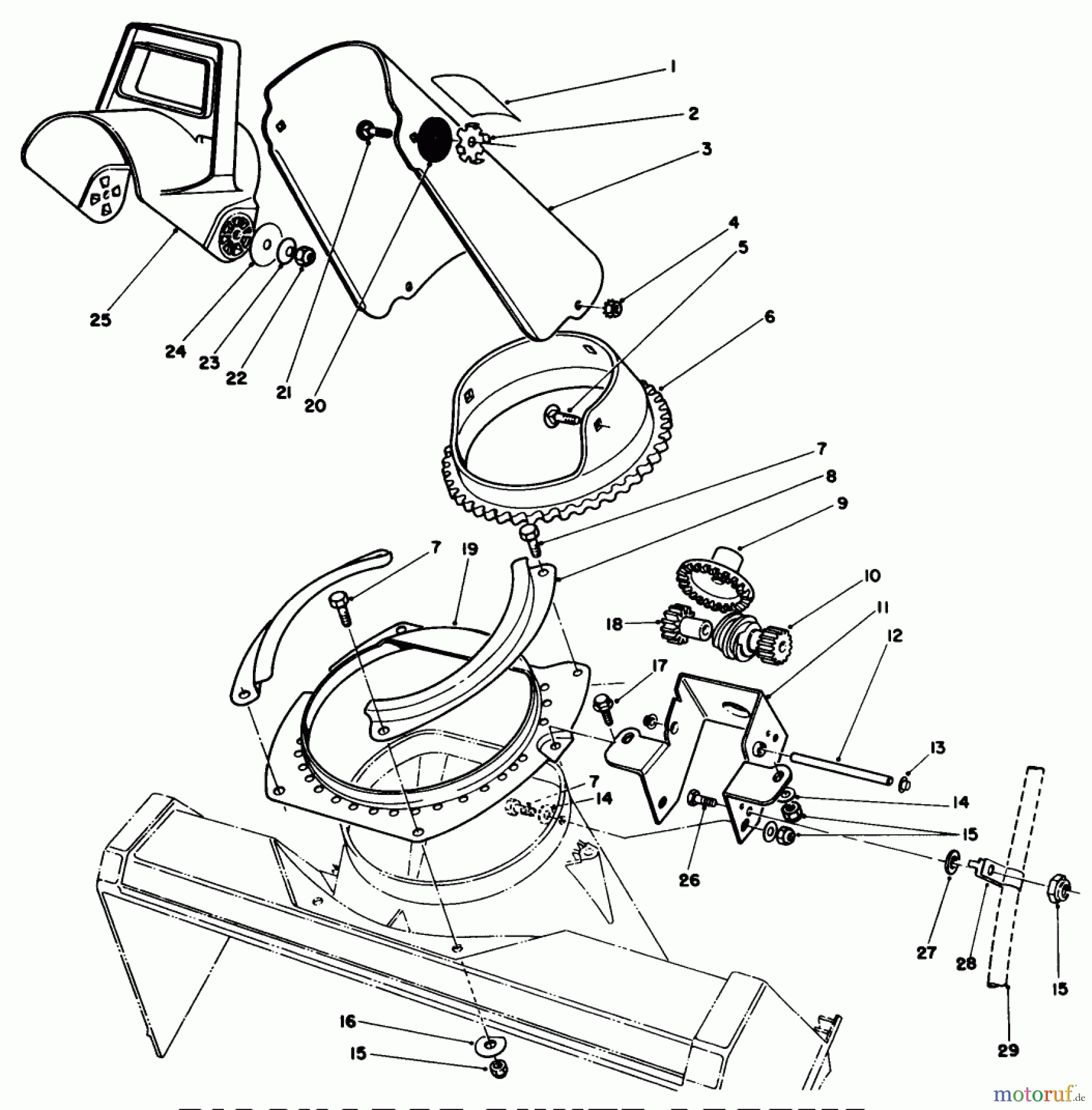  Toro Neu Snow Blowers/Snow Throwers Seite 1 38185 - Toro CCR 2000 Snowthrower, 1987 (7000001-7999999) DISCHARGE CHUTE ASSEMBLY