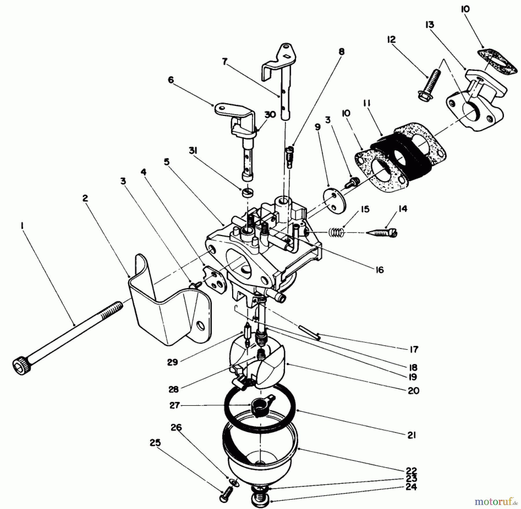  Toro Neu Snow Blowers/Snow Throwers Seite 1 38186 - Toro CCR 2000 Snowthrower, 1990 (0000001-0999999) CARBURETOR ASSEMBLY (ENGINE MODEL NO. 47PK9)