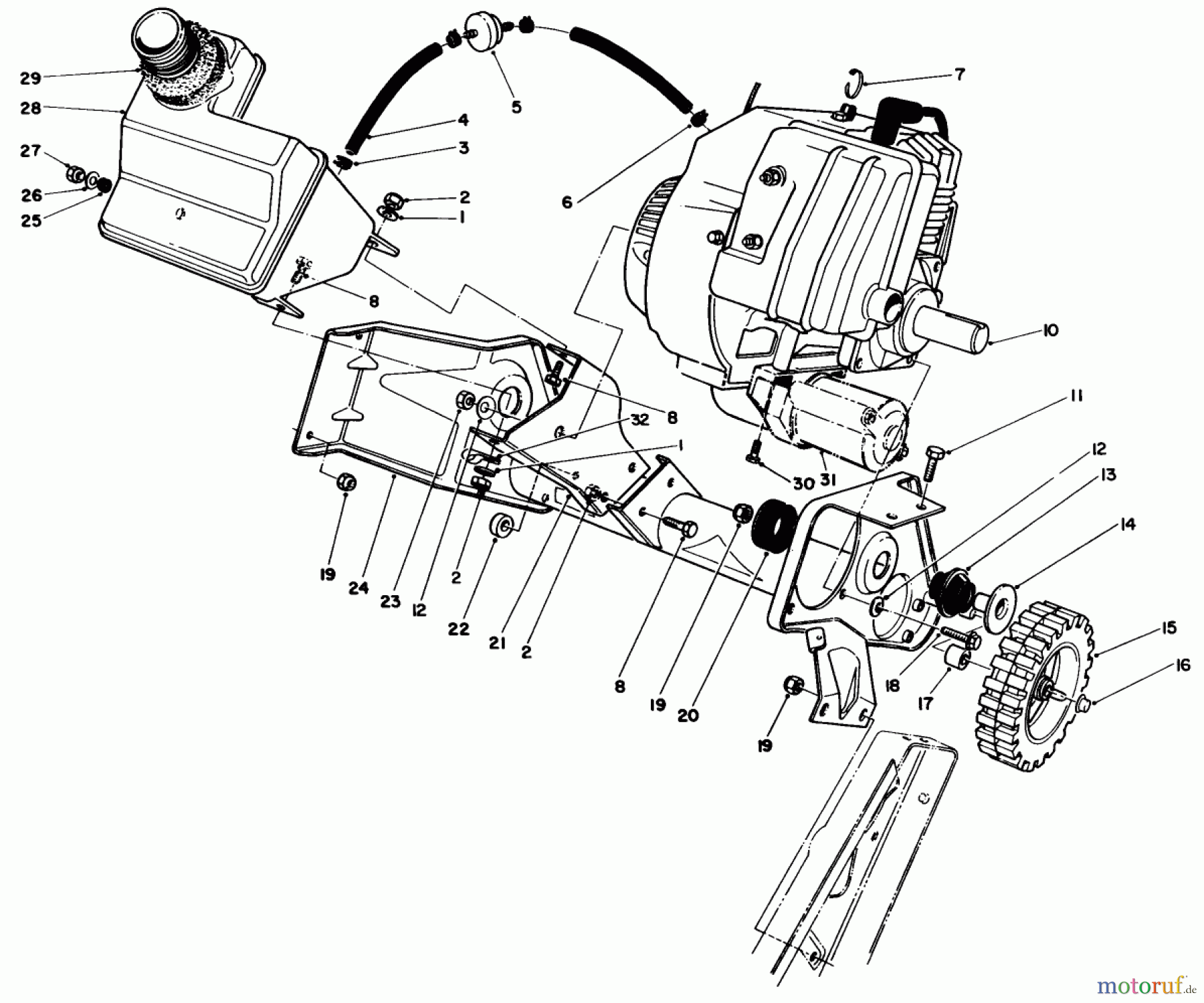  Toro Neu Snow Blowers/Snow Throwers Seite 1 38185 - Toro CCR 2000 Snowthrower, 1992 (2000001-2999999) ENGINE & MAIN FRAME ASSEMBLY