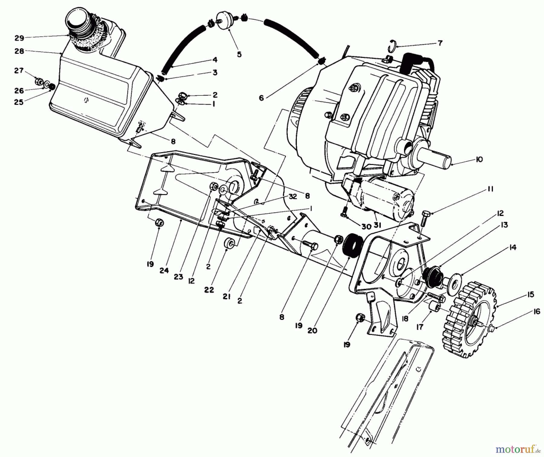  Toro Neu Snow Blowers/Snow Throwers Seite 1 38185 - Toro CCR 2000 Snowthrower, 1993 (3900001-3999999) ENGINE & MAIN FRAME ASSEMBLY