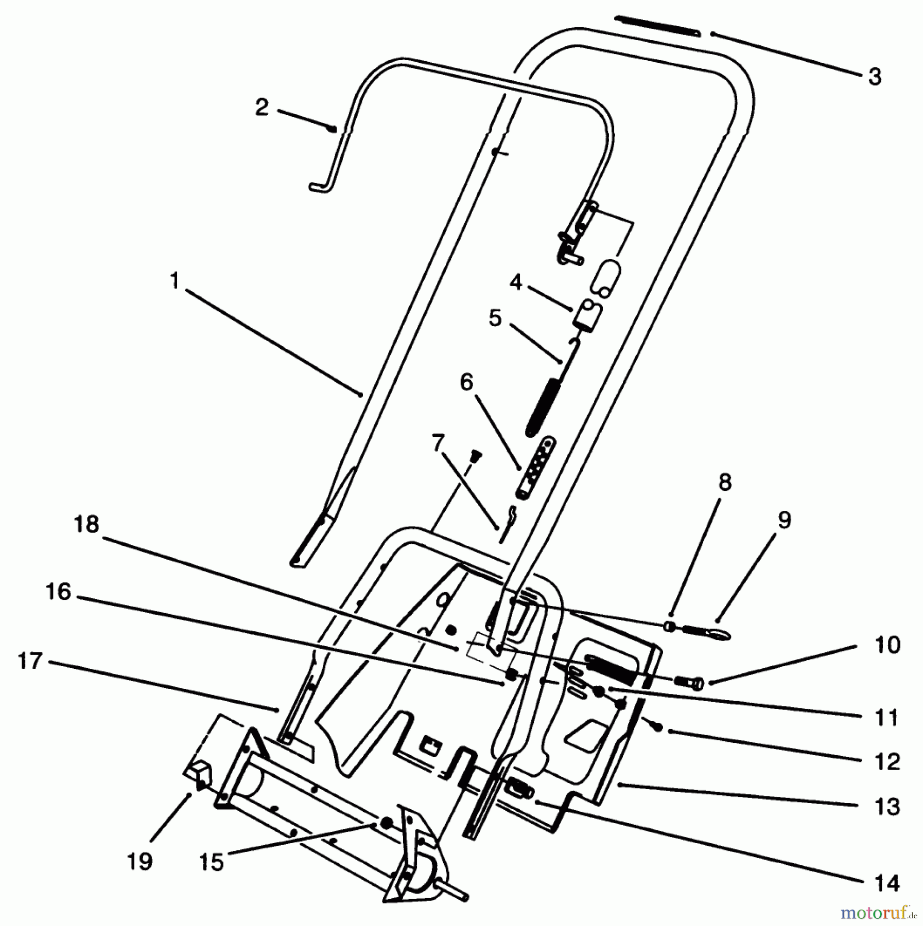  Toro Neu Snow Blowers/Snow Throwers Seite 1 38191 - Toro CCR 1000 Snowthrower, 1995 (5900001-5999999) HANDLE ASSEMBLY