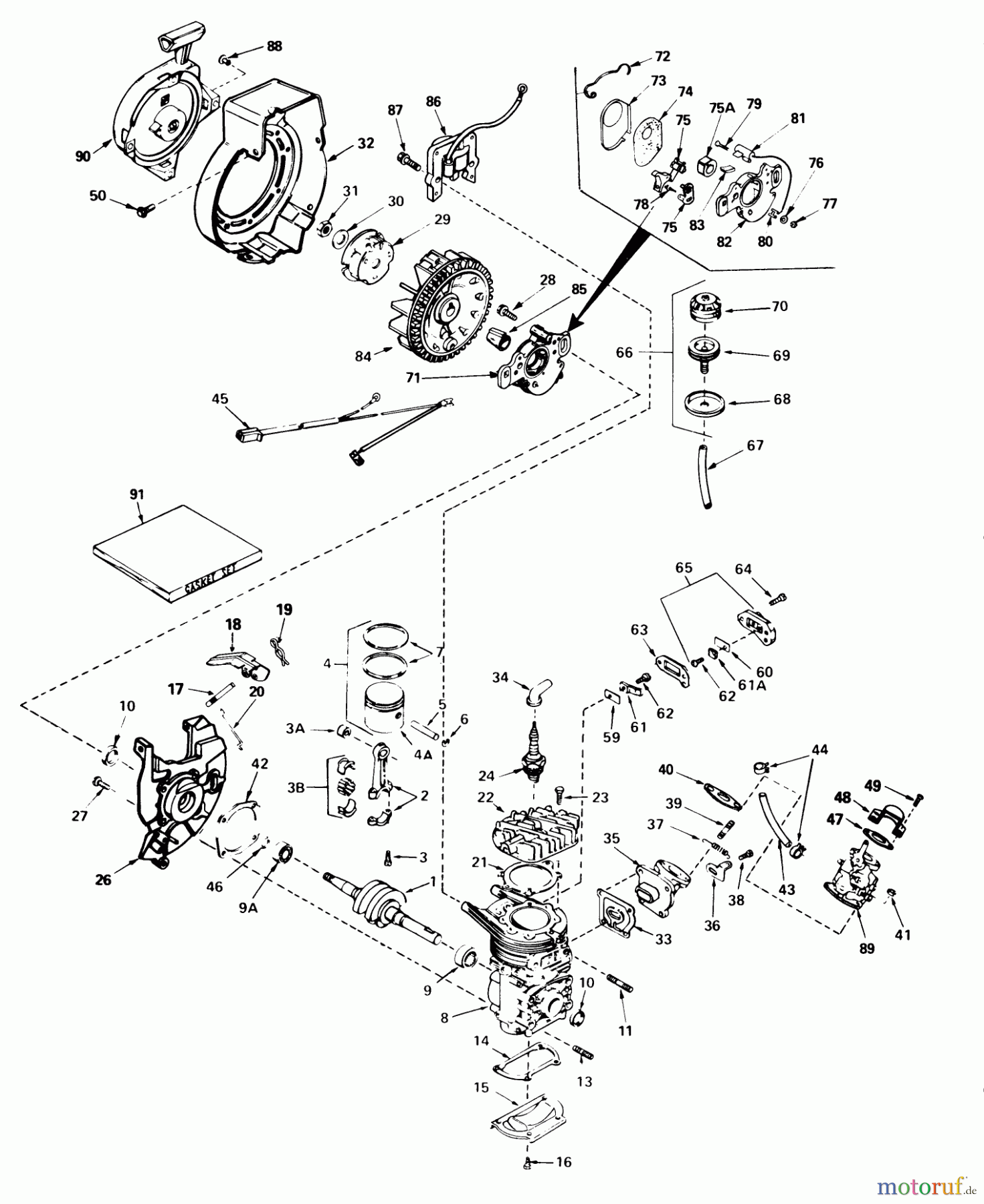  Toro Neu Snow Blowers/Snow Throwers Seite 1 38232 (S-200) - Toro S-200 Snowthrower, 1985 (5000001-5999999) ENGINE ASSEMBLY (ENGINE TECUMSEH MODEL NO. AH520 TYPE 1602)