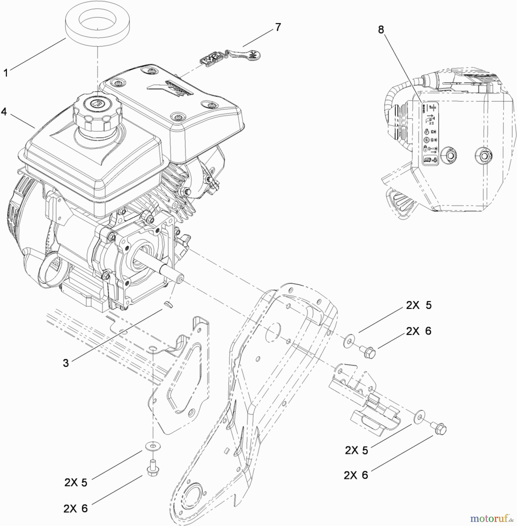  Toro Neu Snow Blowers/Snow Throwers Seite 1 38272 (180) - Toro Power Clear 180 Snowthrower, 2011 (311003001-311999999) ENGINE AND MOUNTING ASSEMBLY