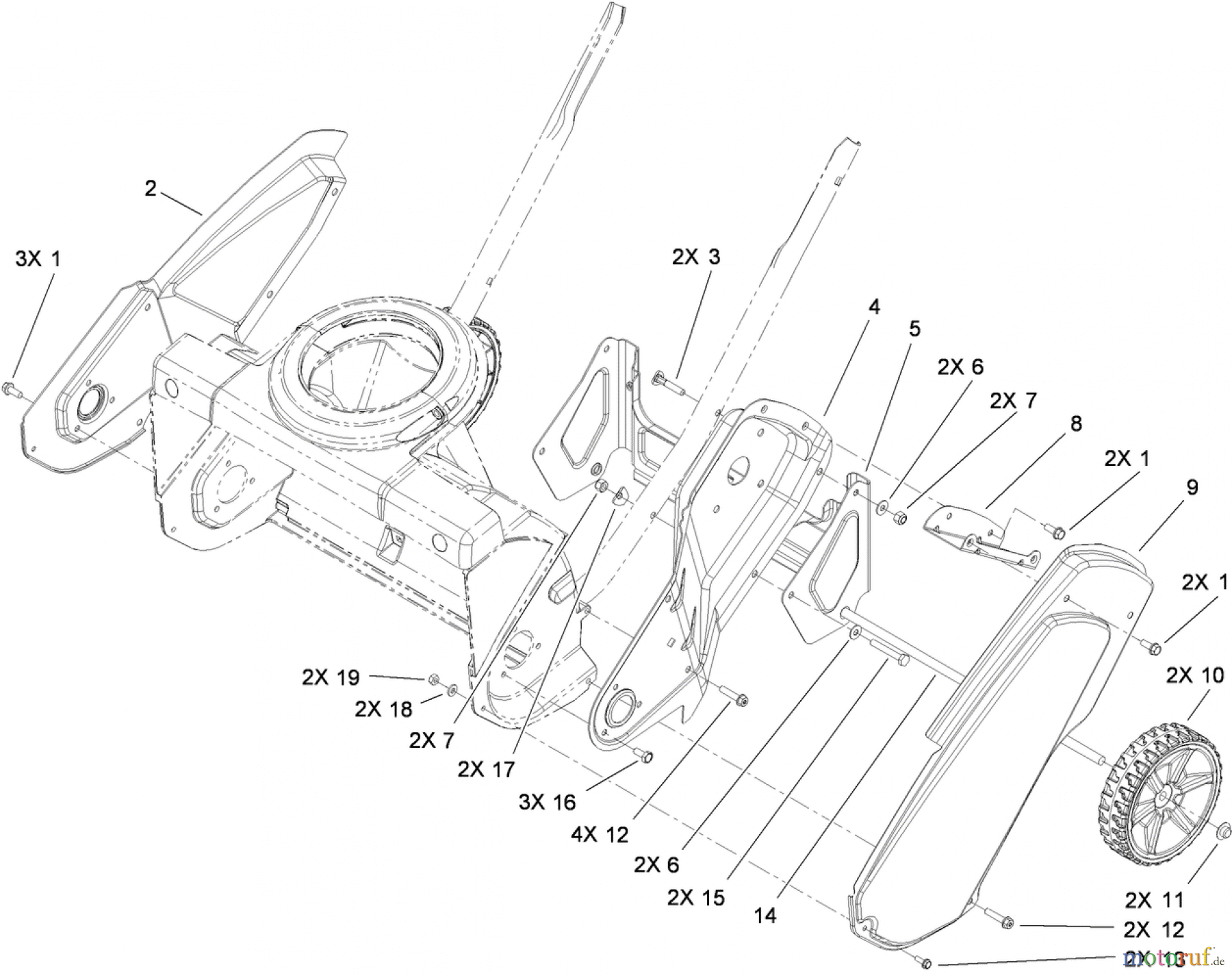  Toro Neu Snow Blowers/Snow Throwers Seite 1 38272 (180) - Toro Power Clear 180 Snowthrower, 2011 (311003001-311999999) MAIN FRAME AND WHEEL ASSEMBLY