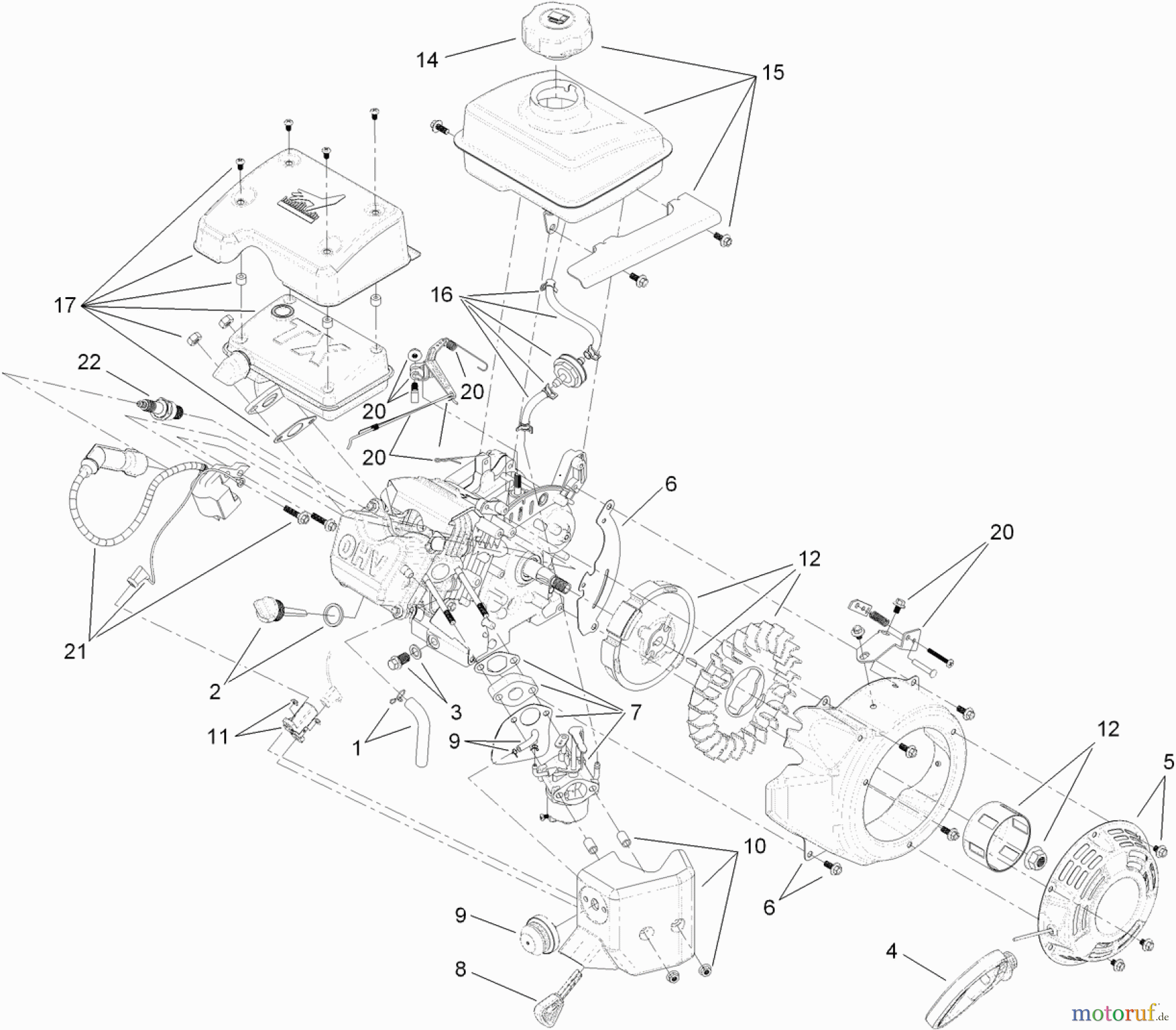  Toro Neu Snow Blowers/Snow Throwers Seite 1 38273 - Toro Powerlite Snowthrower, 2011 (311000001-311003000) ENGINE ASSEMBLY