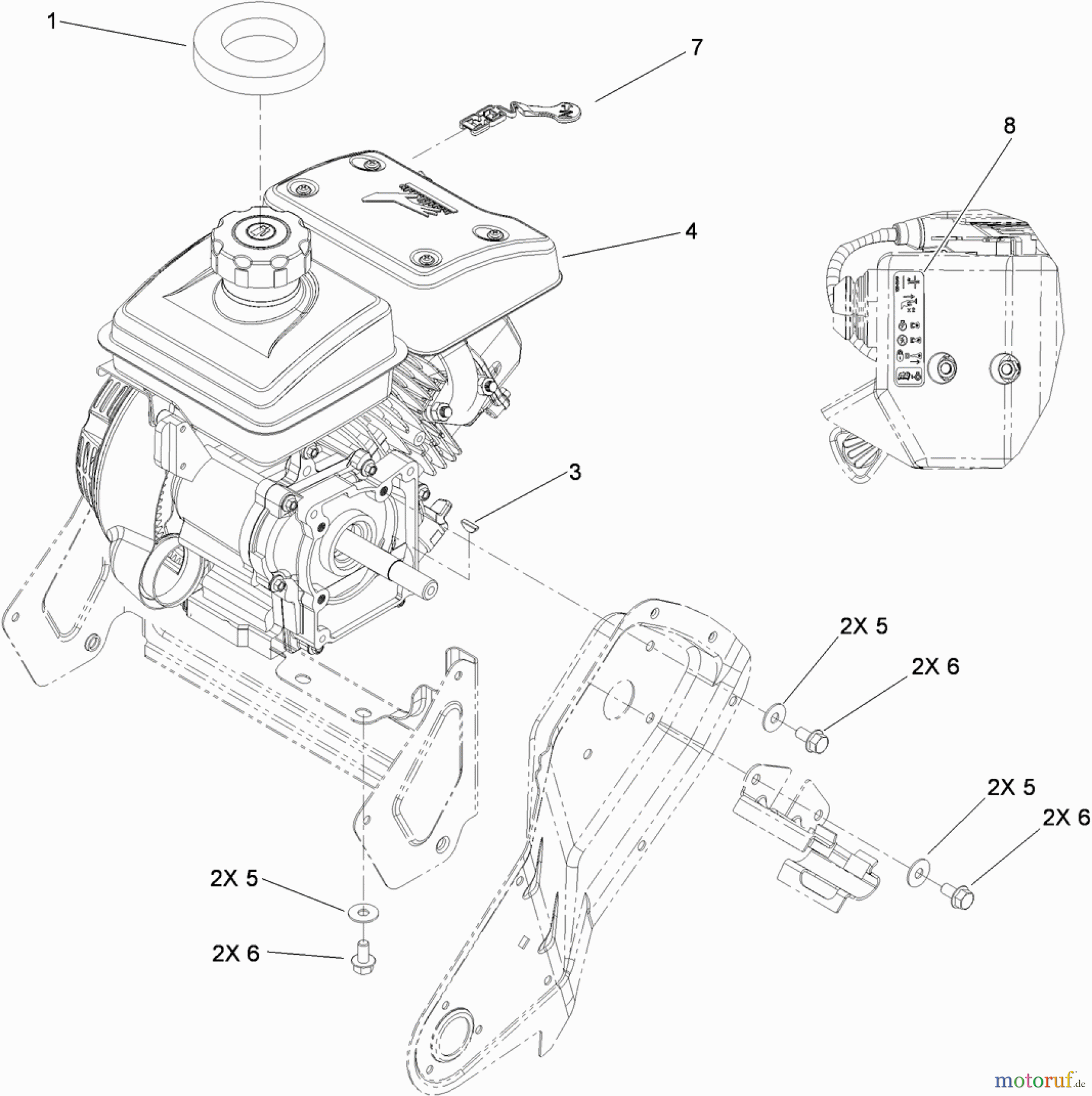  Toro Neu Snow Blowers/Snow Throwers Seite 1 38273 - Toro Powerlite Snowthrower, 2012 (312000001-312999999) ENGINE AND MOUNTING ASSEMBLY