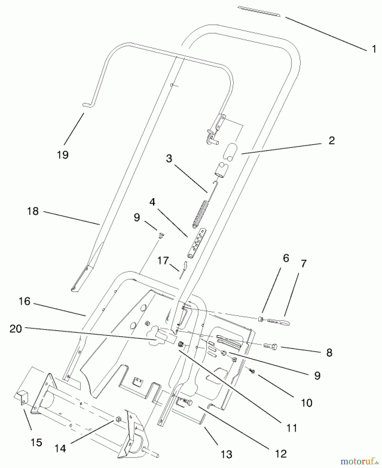  Toro Neu Snow Blowers/Snow Throwers Seite 1 38405 (1000) - Toro CCR 1000 Snowthrower, 1999 (99000001-99999999) HANDLE ASSEMBLY