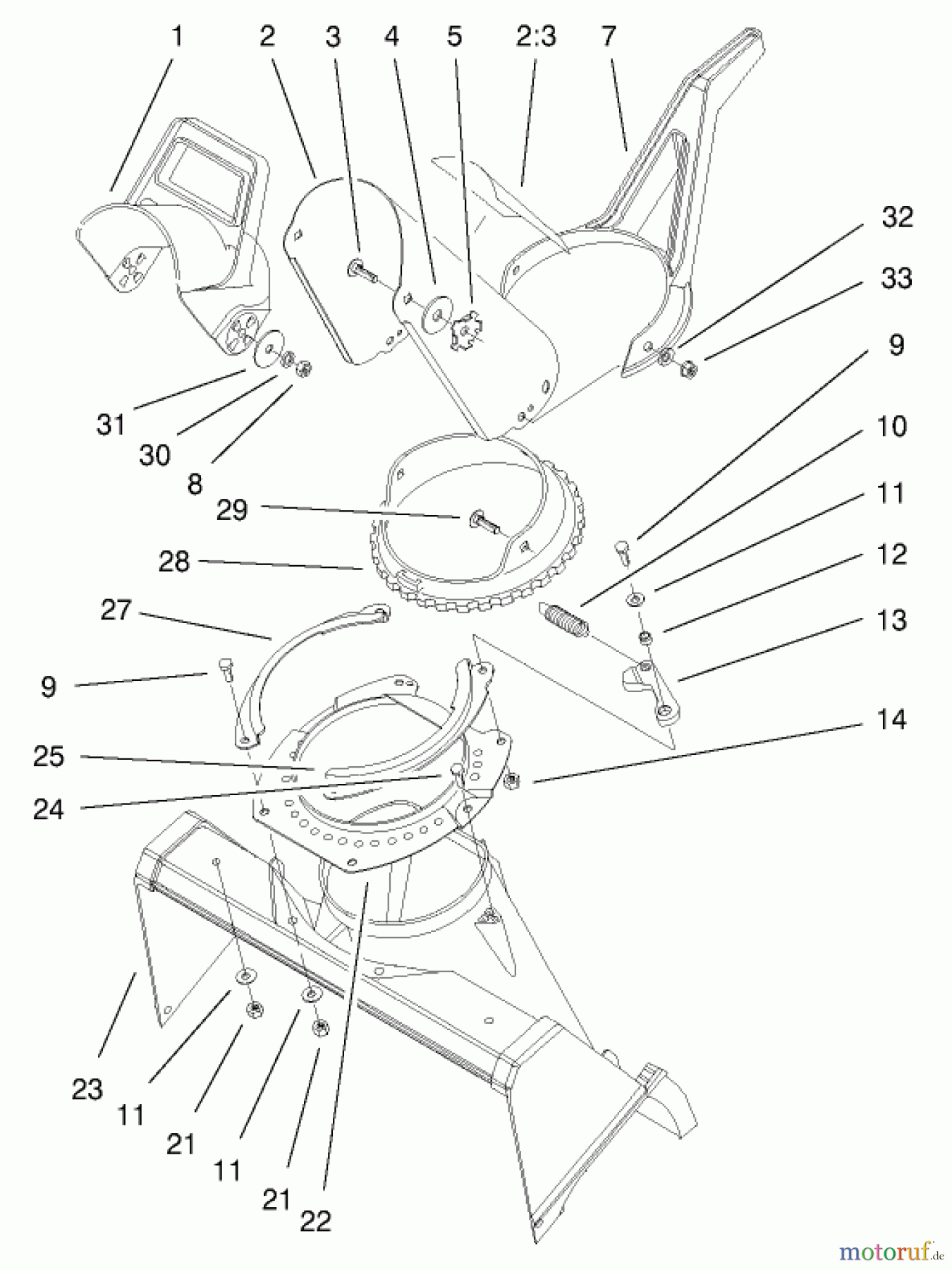  Toro Neu Snow Blowers/Snow Throwers Seite 1 38413 (2450) - Toro CCR 2450 Snowthrower, 2000 (200012345-200999999) CHUTE ASSEMBLY