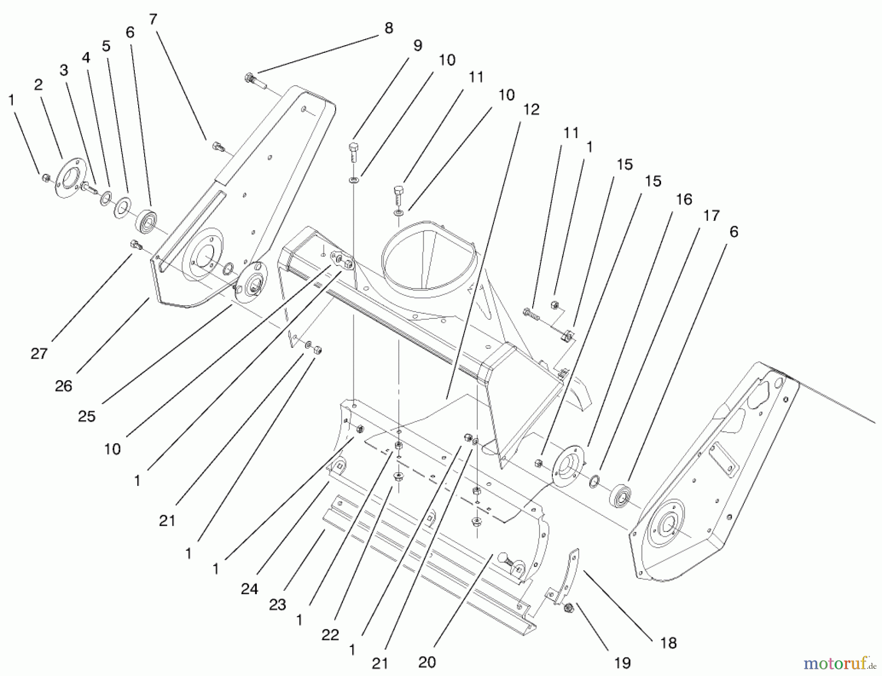  Toro Neu Snow Blowers/Snow Throwers Seite 1 38437 (3000) - Toro CCR 3000 Snowthrower, 1999 (9900001-9999999) AUGER HOUSING ASSEMBLY