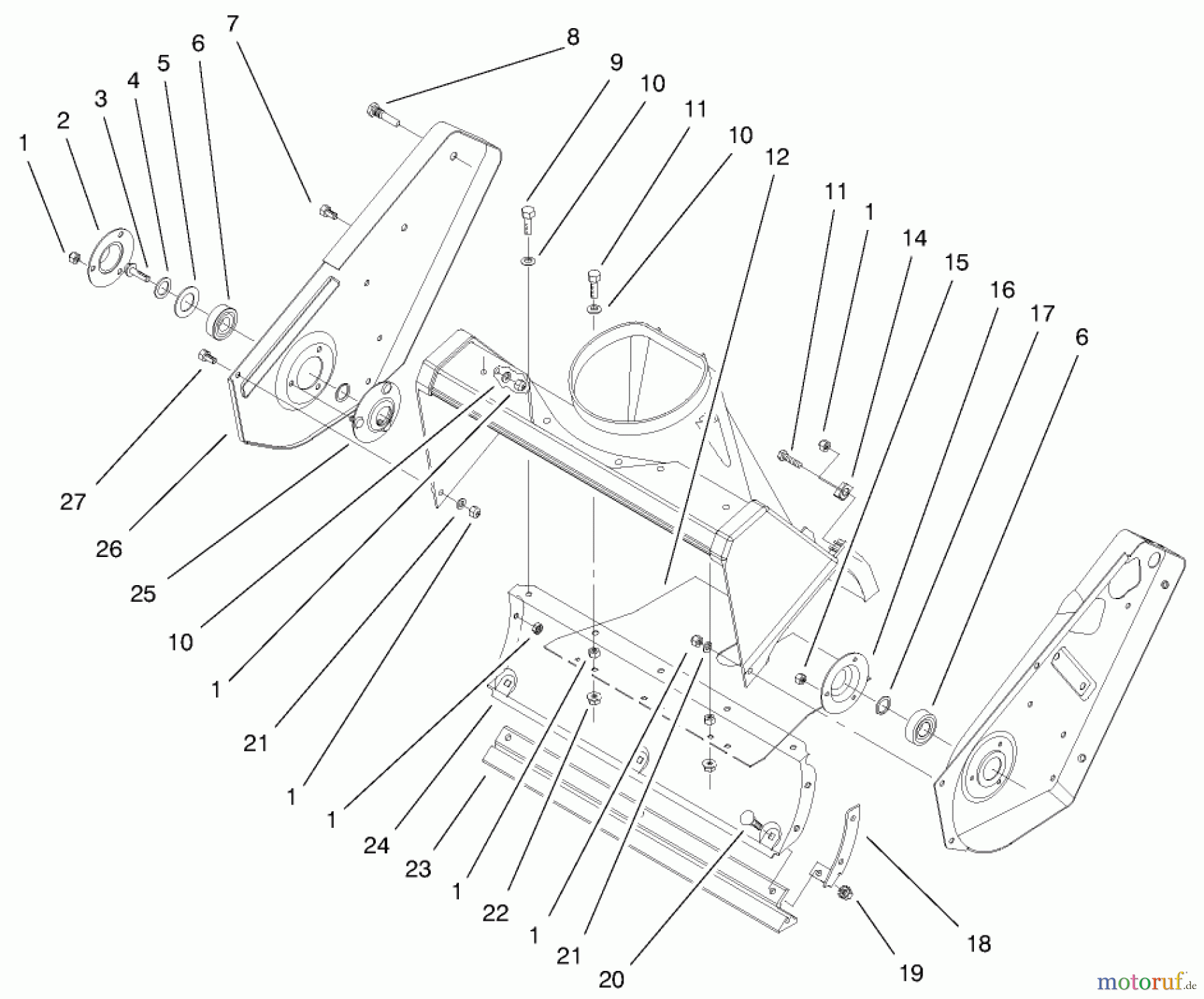  Toro Neu Snow Blowers/Snow Throwers Seite 1 38442 (3650) - Toro CCR 3650 Snowthrower, 2000 (200000001-200999999) HOUSING AND SIDE PLATE ASSEMBLY