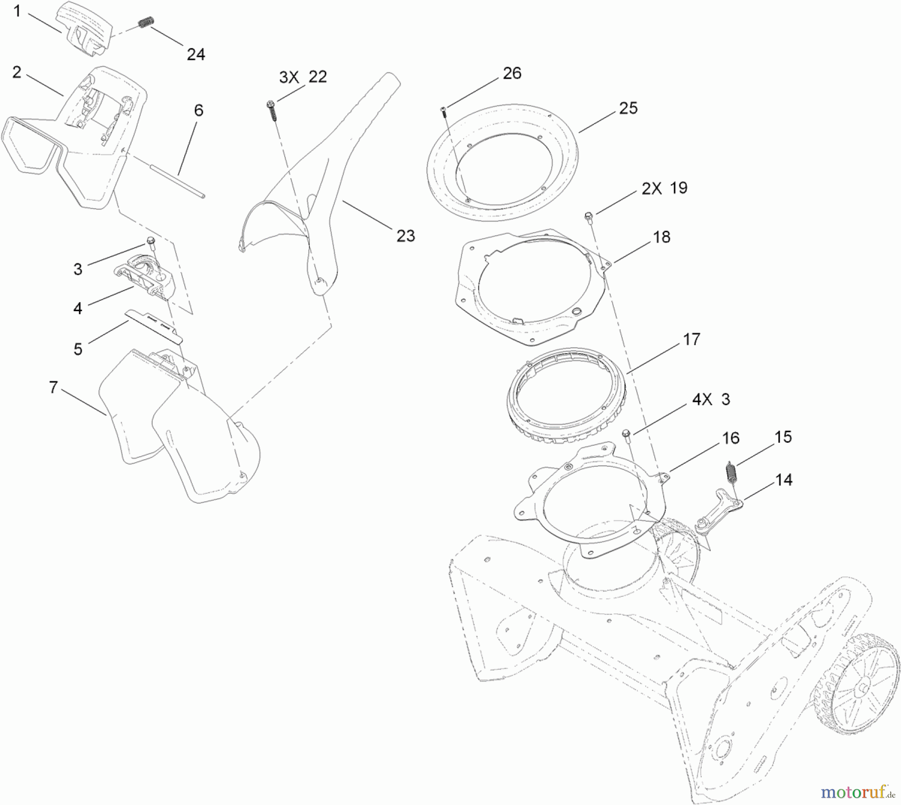  Toro Neu Snow Blowers/Snow Throwers Seite 1 38454 (621 ZE) - Toro Power Clear 621 ZE Snowthrower, 2012 (312000001-312999999) CHUTE CONTROL ASSEMBLY