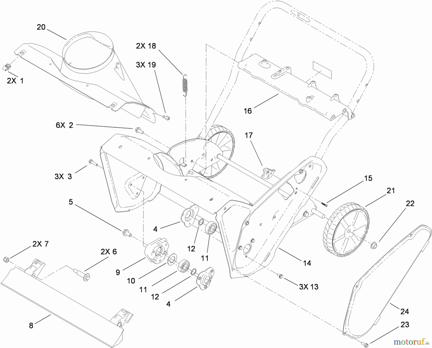  Toro Neu Snow Blowers/Snow Throwers Seite 1 38454 (621 ZE) - Toro Power Clear 621 ZE Snowthrower, 2012 (312000001-312999999) MAIN FRAME ASSEMBLY