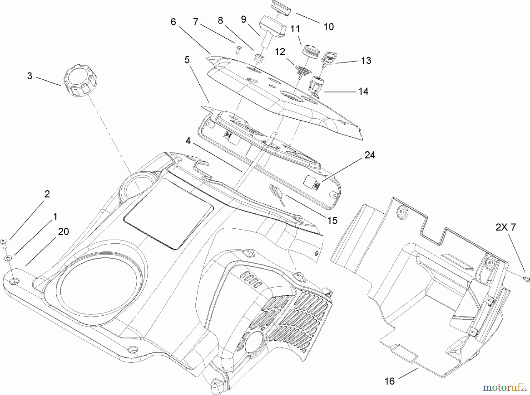  Toro Neu Snow Blowers/Snow Throwers Seite 1 38515 (2450) - Toro CCR 2450 GTS Snowthrower, 2008 (280000001-280999999) SHROUD AND CONTROL PANEL ASSEMBLY