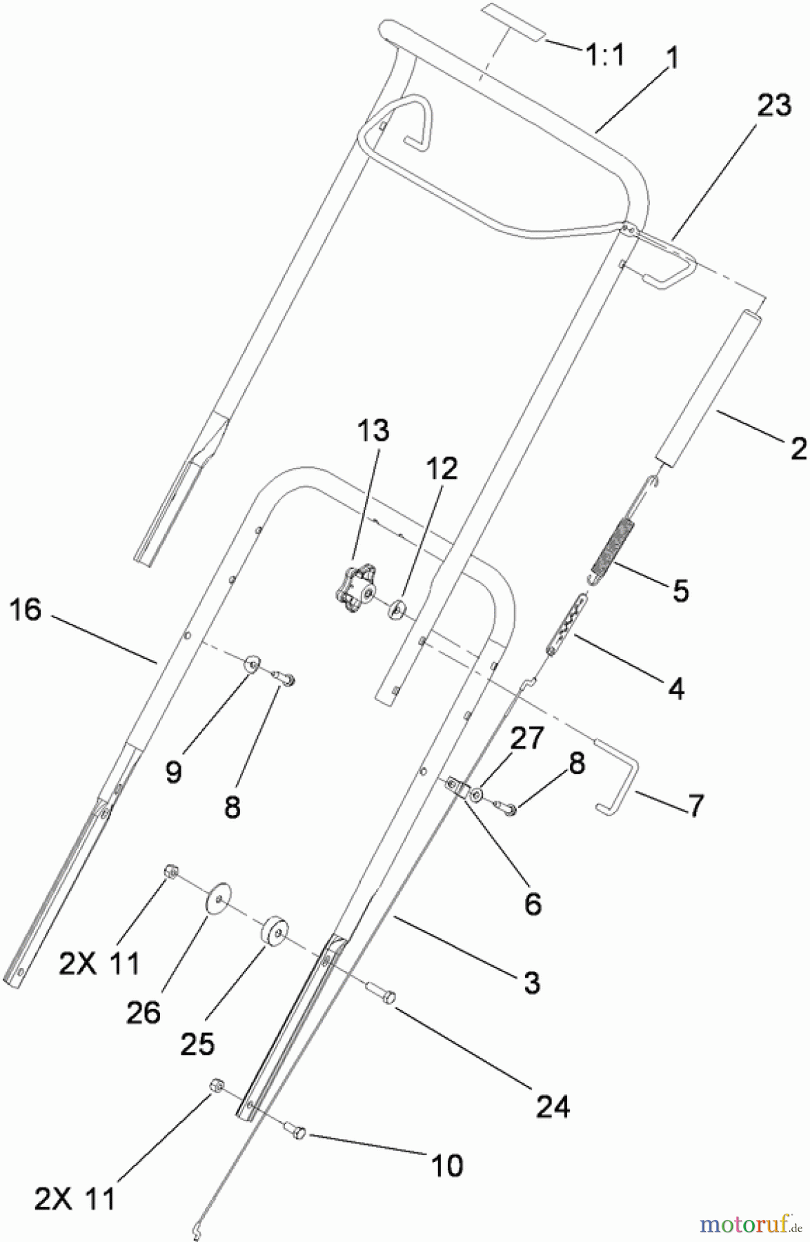  Toro Neu Snow Blowers/Snow Throwers Seite 1 38515 (2450) - Toro CCR 2450 GTS Snowthrower, 2009 (290000001-290999999) HANDLE ASSEMBLY