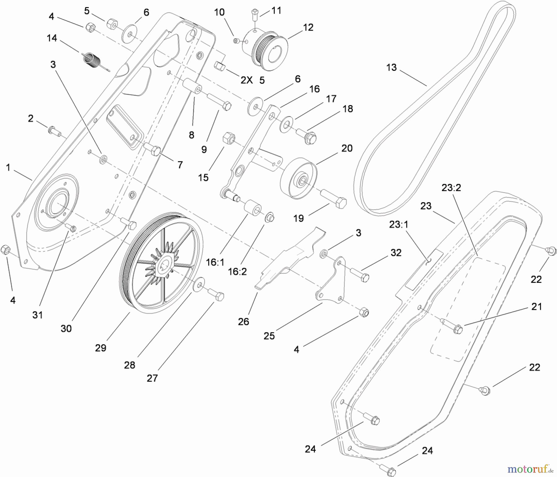  Toro Neu Snow Blowers/Snow Throwers Seite 1 38515 (2450) - Toro CCR 2450 GTS Snowthrower, 2011 (311000001-311999999) IMPELLER DRIVE ASSEMBLY