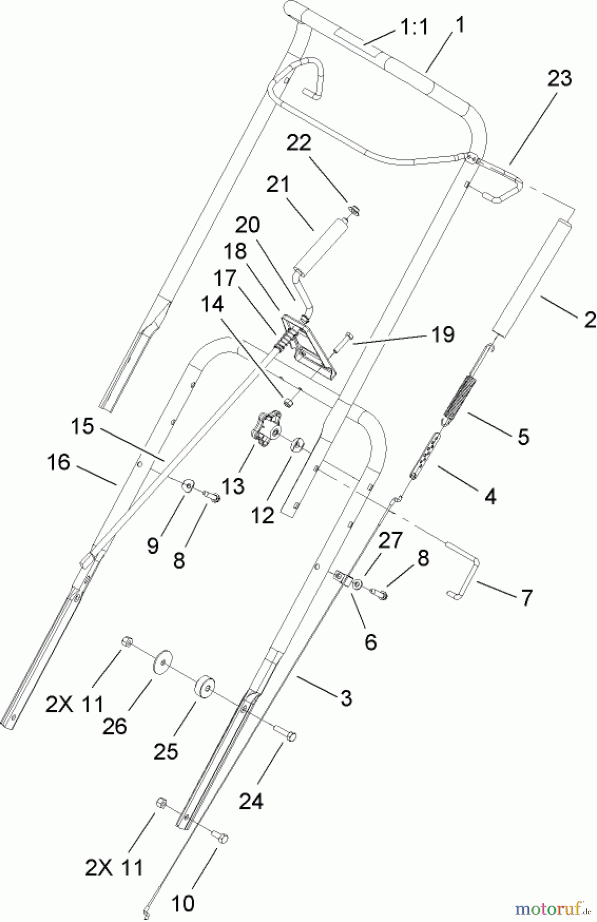  Toro Neu Snow Blowers/Snow Throwers Seite 1 38517 (3650) - Toro CCR 3650 GTS Snowthrower, 2007 (270000001-270010000) HANDLE ASSEMBLY