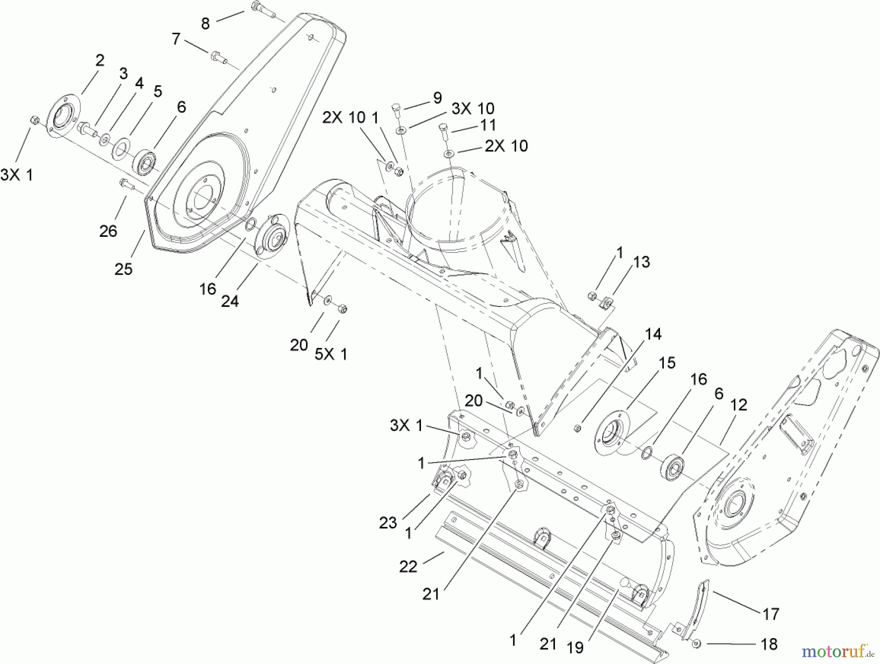  Toro Neu Snow Blowers/Snow Throwers Seite 1 38517 (3650) - Toro CCR 3650 GTS Snowthrower, 2007 (270010001-270999999) ROTOR HOUSING AND SCRAPER ASSEMBLY