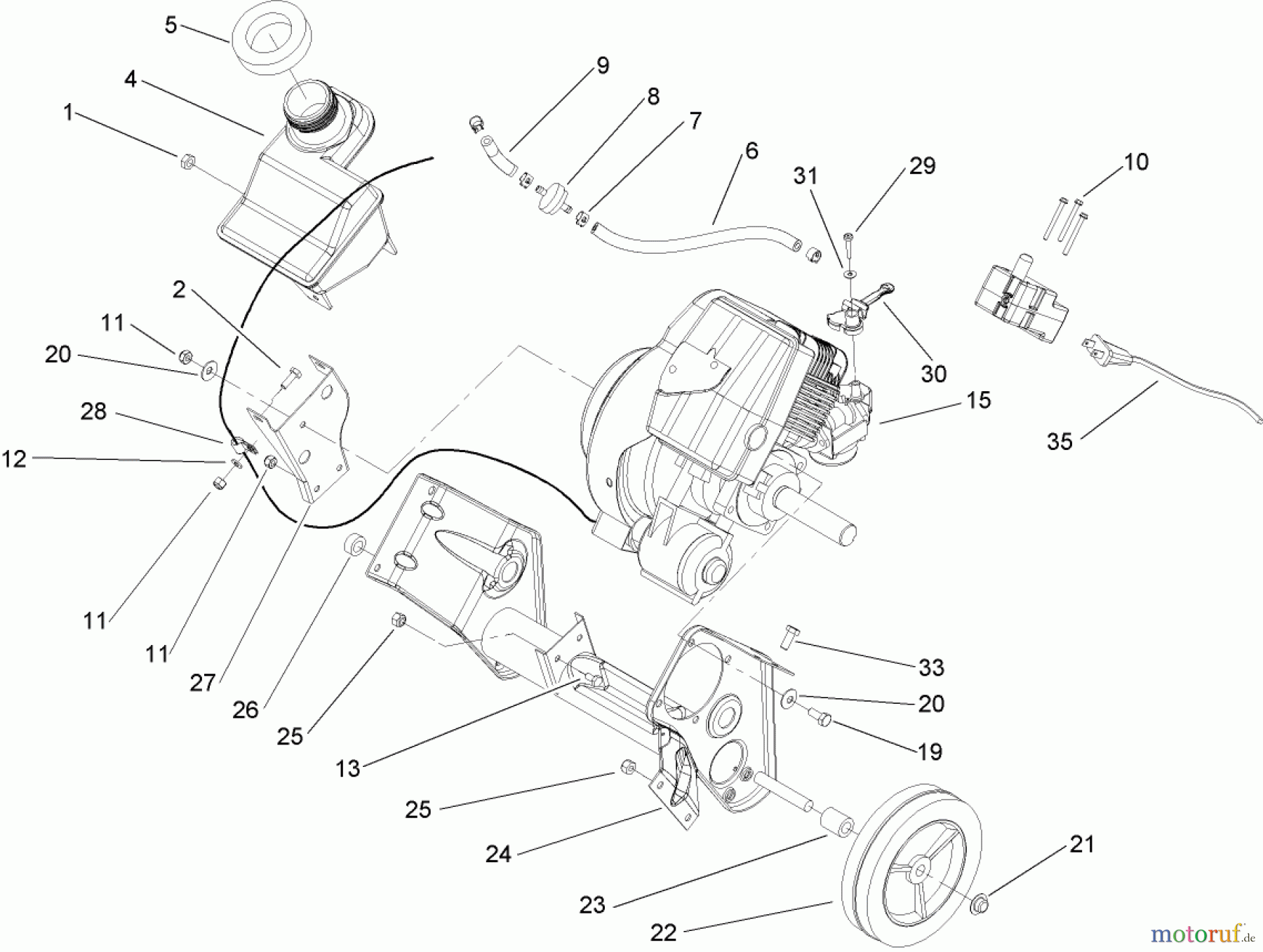  Toro Neu Snow Blowers/Snow Throwers Seite 1 38518 (3650) - Toro CCR 3650 GTS Snowthrower, 2005 (250000001-250999999) ENGINE AND FRAME ASSEMBLY