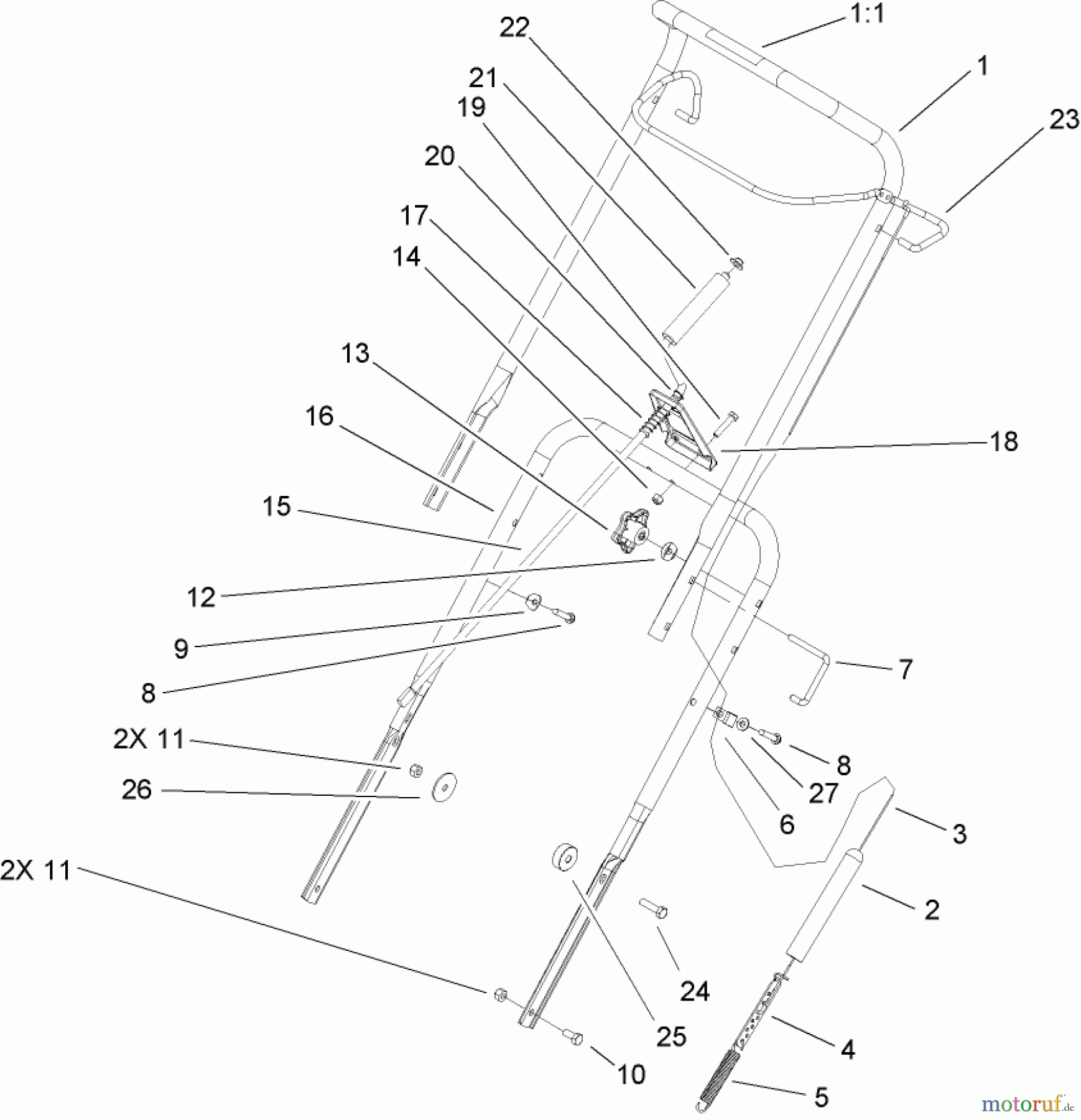  Toro Neu Snow Blowers/Snow Throwers Seite 1 38518 (3650) - Toro CCR 3650 GTS Snowthrower, 2005 (250000001-250999999) HANDLE ASSEMBLY