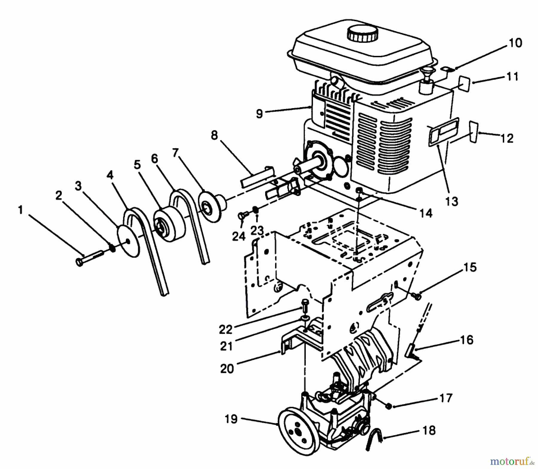  Toro Neu Snow Blowers/Snow Throwers Seite 1 38520 (724) - Toro 724 Power Shift Snowthrower, 1988 (8000001-8999999) ENGINE ASSEMBLY