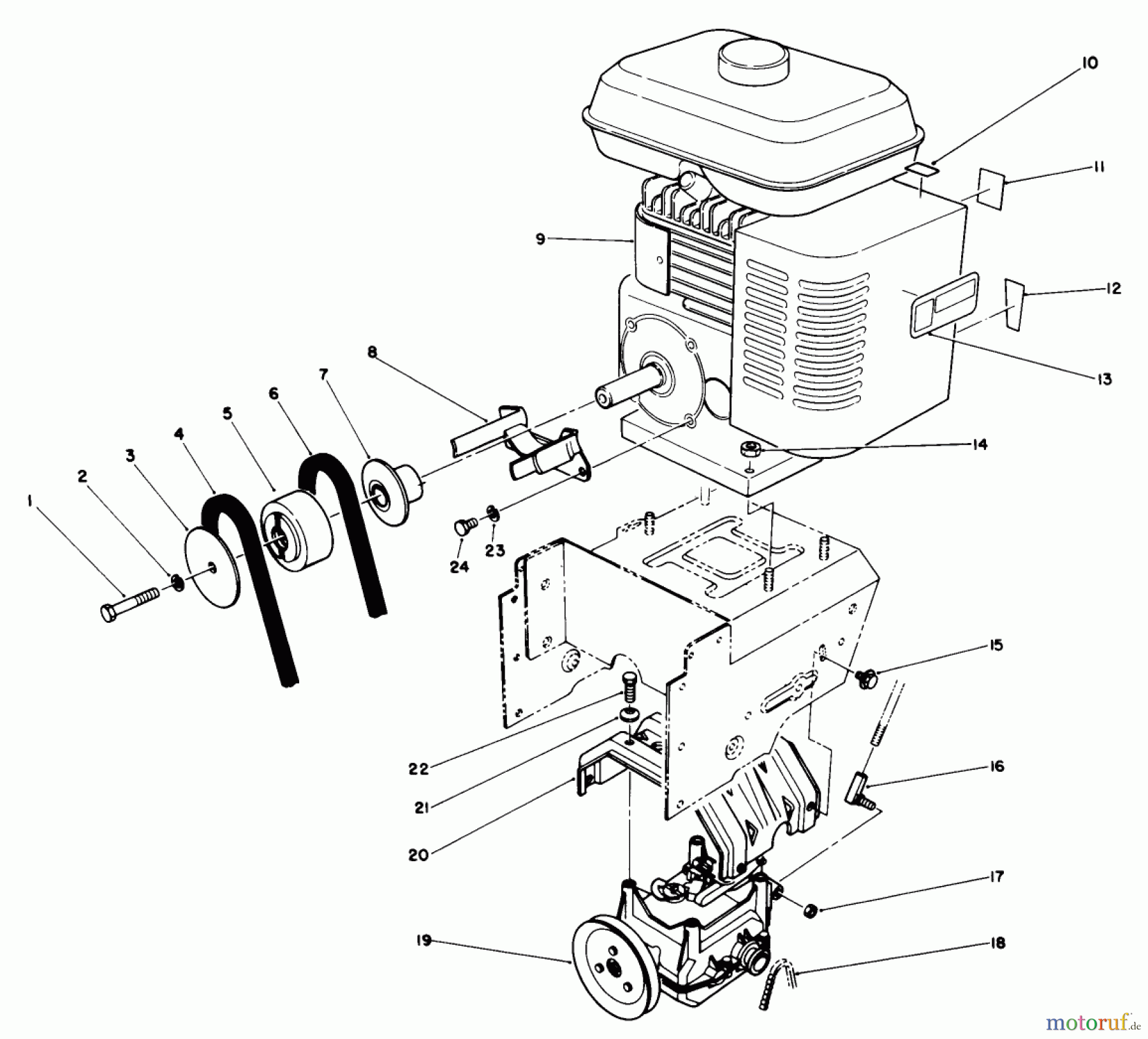  Toro Neu Snow Blowers/Snow Throwers Seite 1 38520 (724) - Toro 724 Power Shift Snowthrower, 1989 (9000001-9999999) ENGINE ASSEMBLY
