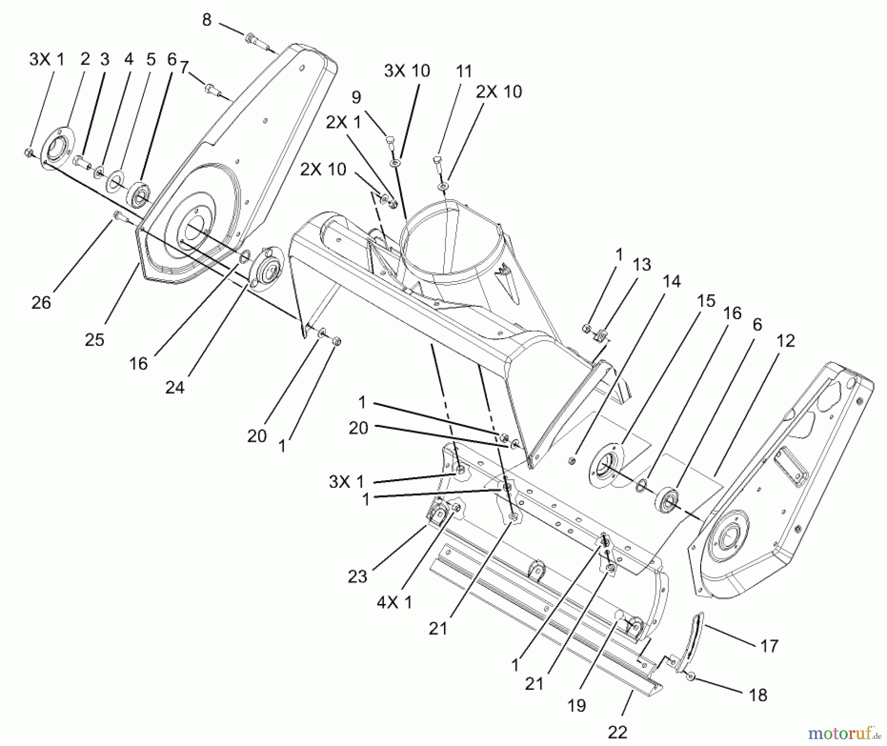  Toro Neu Snow Blowers/Snow Throwers Seite 1 38537 (3650) - Toro CCR 3650 GTS Snowthrower, 2005 (250000001-250999999) HOUSING AND SIDE PLATE ASSEMBLY