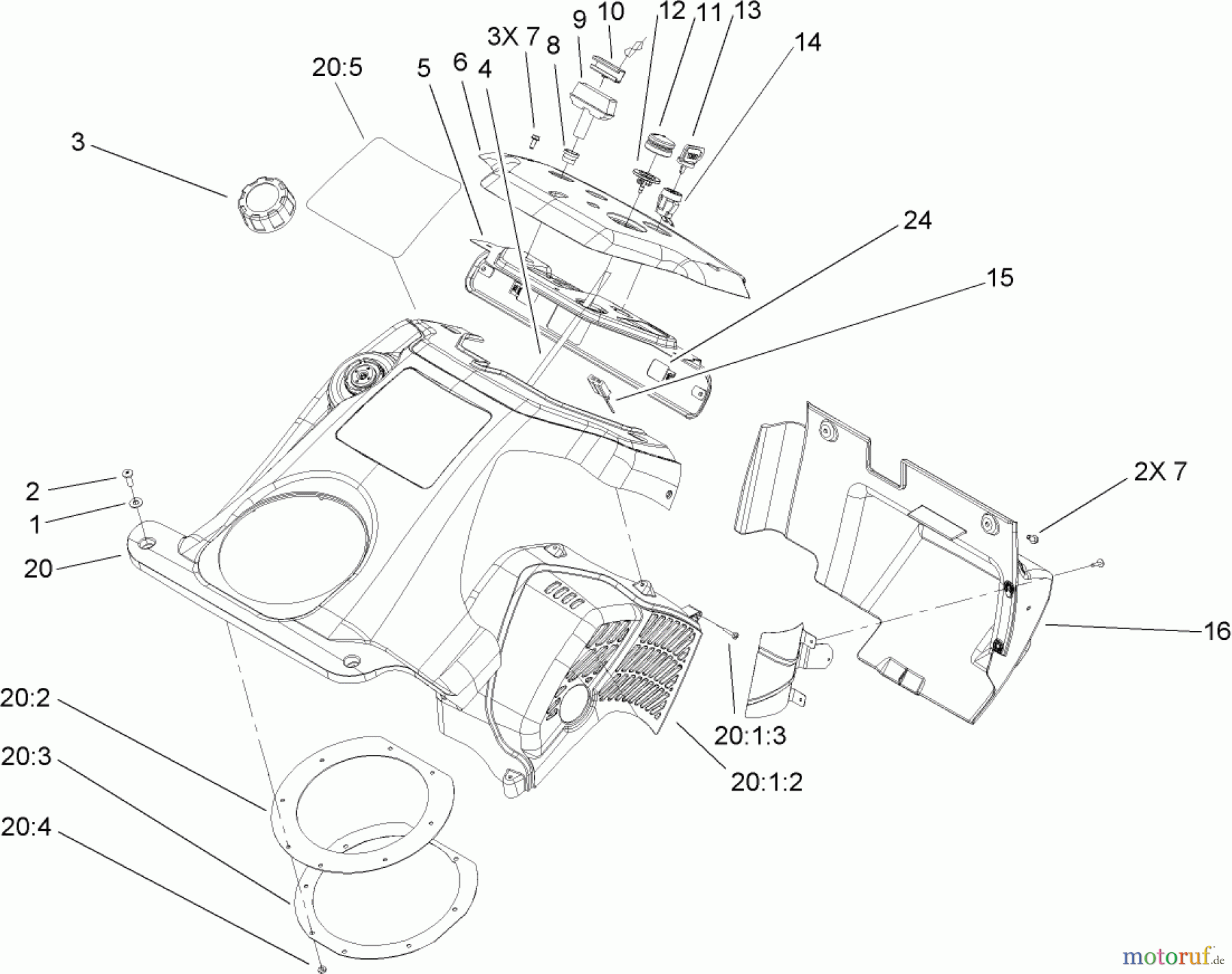  Toro Neu Snow Blowers/Snow Throwers Seite 1 38537 (3650) - Toro CCR 3650 GTS Snowthrower, 2005 (250000001-250999999) UPPER SHROUD AND CONTROL PANEL ASSEMBLY