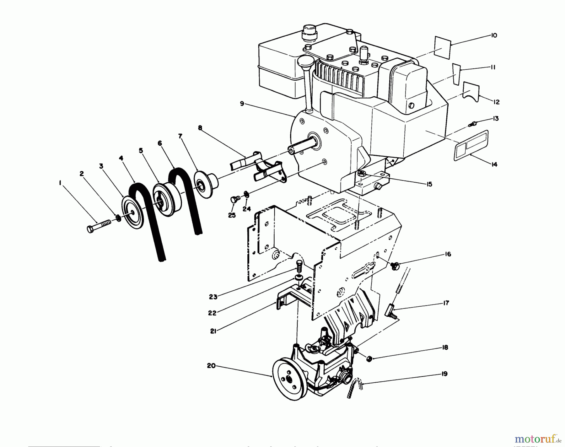  Toro Neu Snow Blowers/Snow Throwers Seite 1 38543 (824) - Toro 824 Power Shift Snowthrower, 1990 (0000001-0999999) ENGINE ASSEMBLY