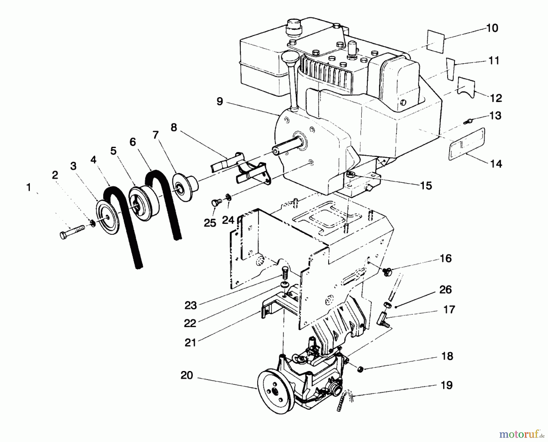  Toro Neu Snow Blowers/Snow Throwers Seite 1 38540 (824) - Toro 824 Power Shift Snowthrower, 1994 (4900001-4999999) ENGINE ASSEMBLY