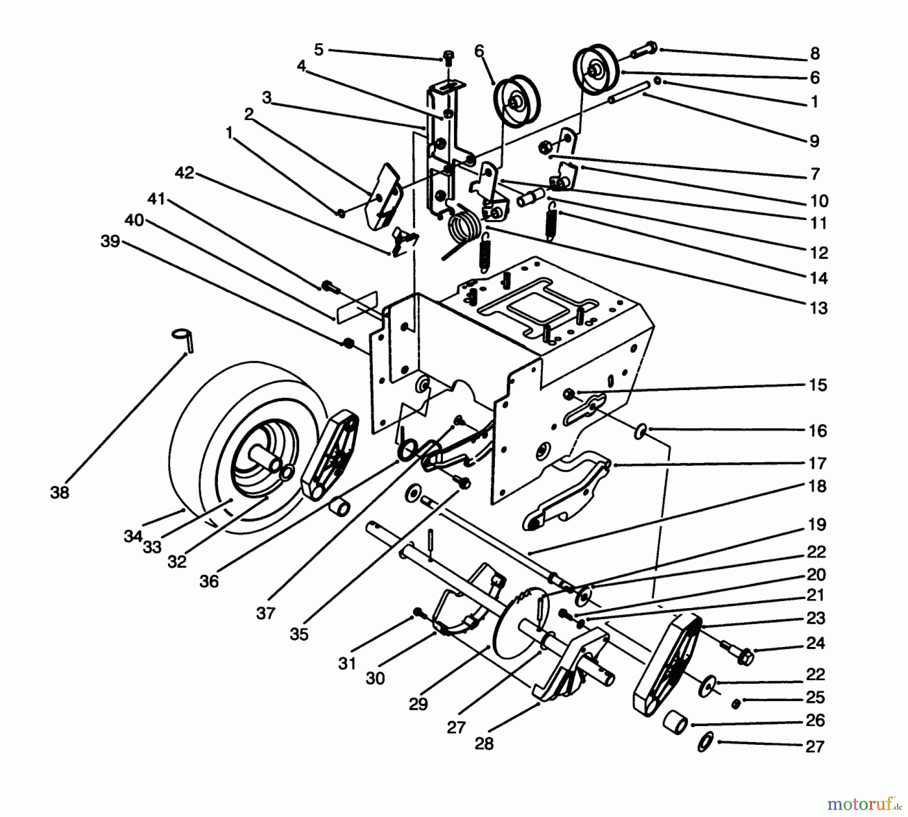  Toro Neu Snow Blowers/Snow Throwers Seite 1 38543 (824) - Toro 824 Power Shift Snowthrower, 1994 (4900001-4999999) TRACTION DRIVE ASSEMBLY