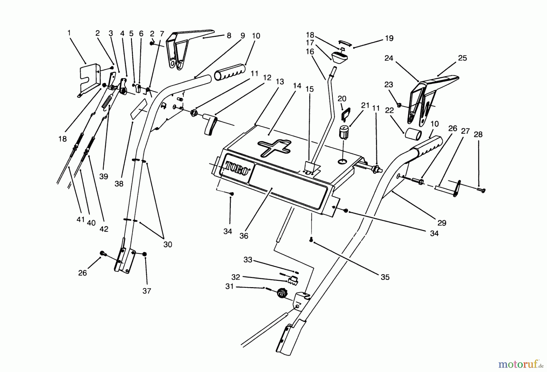  Toro Neu Snow Blowers/Snow Throwers Seite 1 38543 (824) - Toro 824 Power Shift Snowthrower, 1995 (5900001-5999999) HANDLE ASSEMBLY