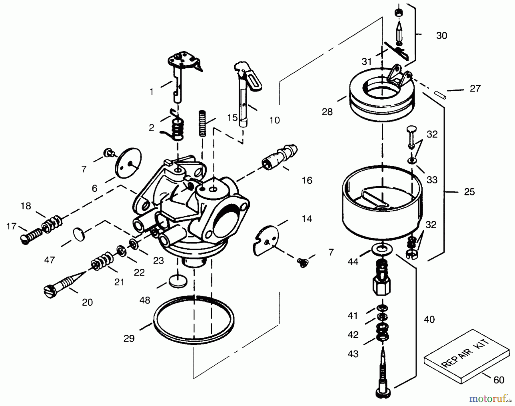  Toro Neu Snow Blowers/Snow Throwers Seite 1 38543 (824) - Toro 824 Power Shift Snowthrower, 1996 (6900001-6999999) CARBURETOR TECUMSEH NO. 632334A