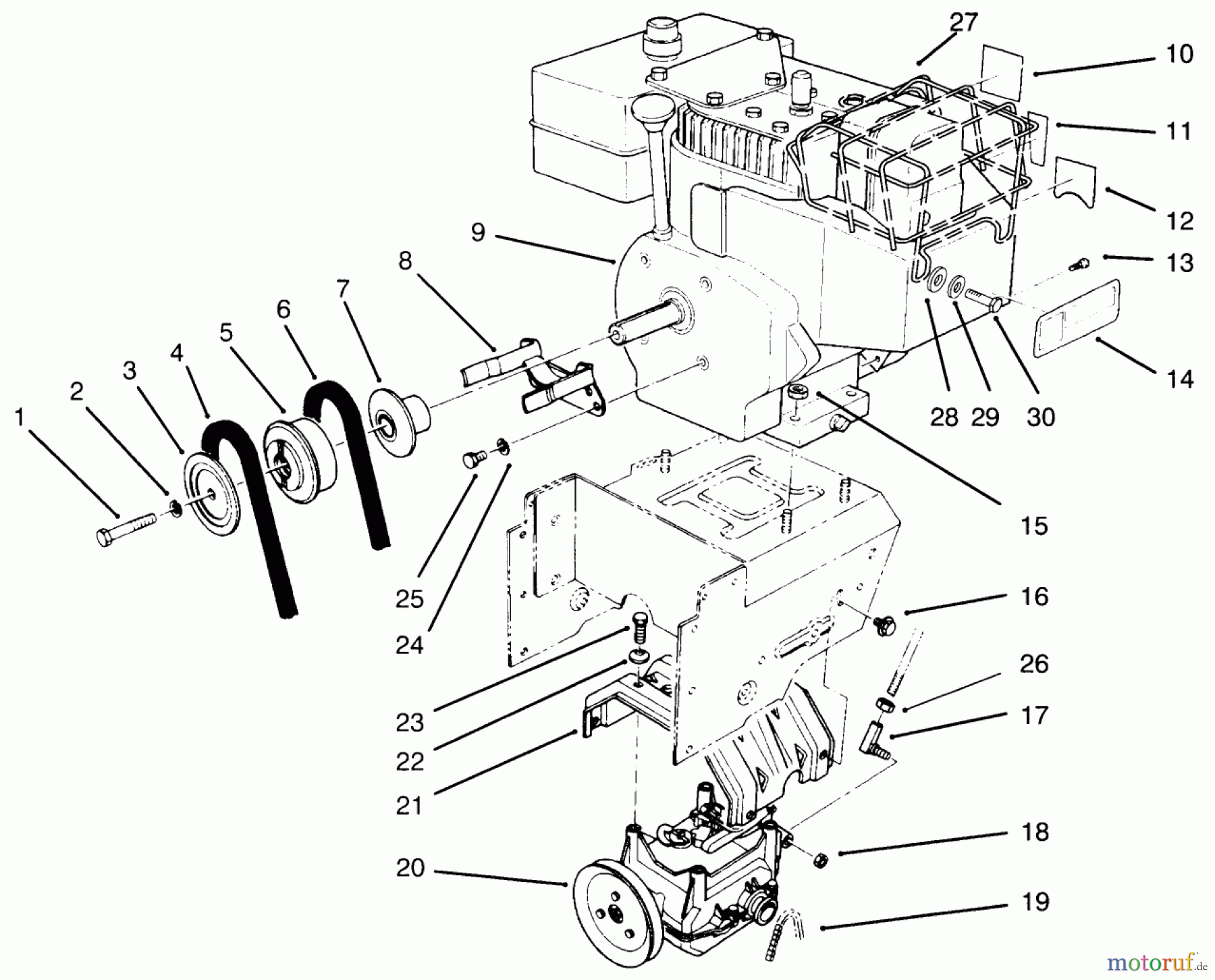  Toro Neu Snow Blowers/Snow Throwers Seite 1 38540 (824) - Toro 824 Power Shift Snowthrower, 1996 (6900001-6999999) ENGINE ASSEMBLY