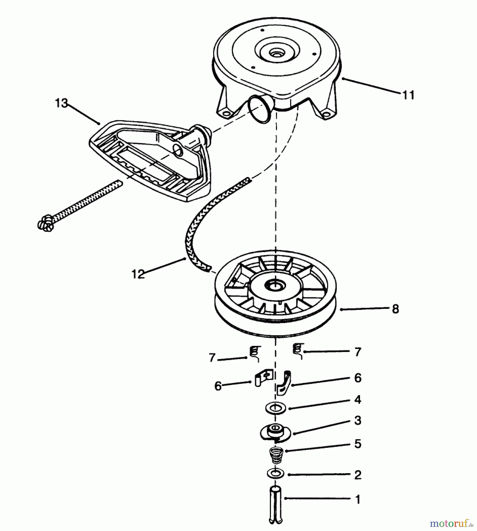  Toro Neu Snow Blowers/Snow Throwers Seite 1 38555 (1028) - Toro 1028 Power Shift Snowthrower, 1995 (59000001-59999999) REWIND STARTER NO. 590672