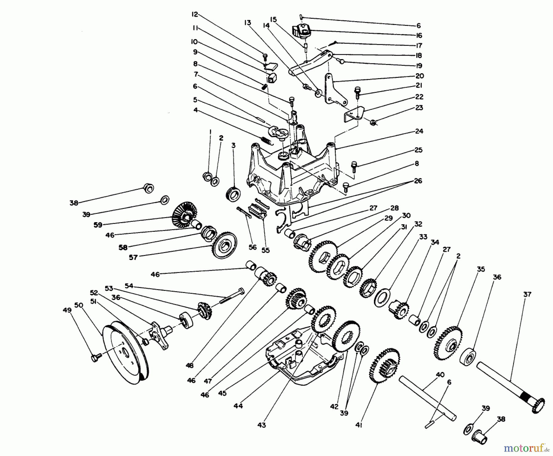  Toro Neu Snow Blowers/Snow Throwers Seite 1 38555 (1028) - Toro 1028 Power Shift Snowthrower, 1995 (59000001-59999999) TRANSMISSION ASSEMBLY NO. 66-8030