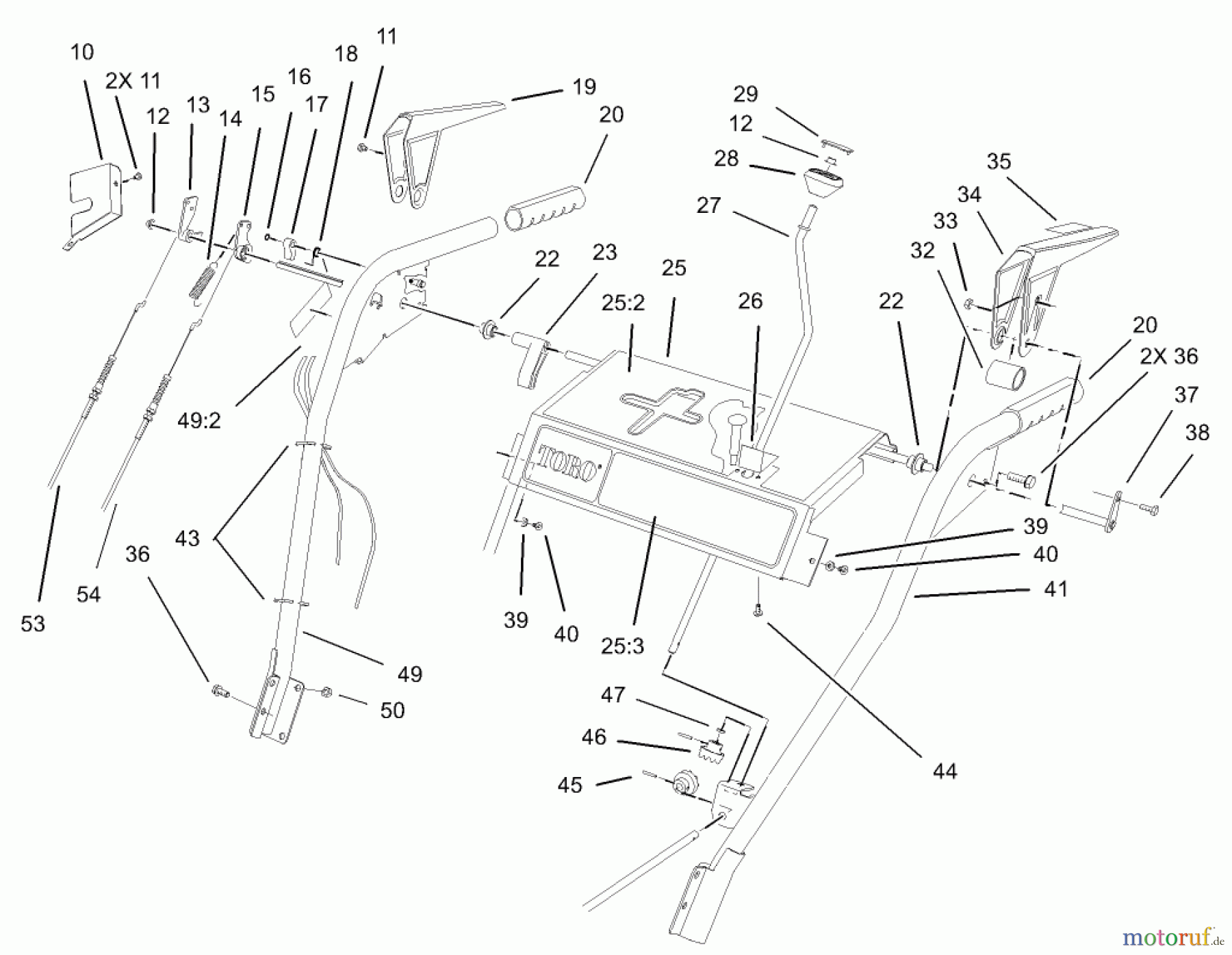  Toro Neu Snow Blowers/Snow Throwers Seite 1 38560 (1028) - Toro 1028 Power Shift Snowthrower, 2004 (240000001-240999999) HANDLE AND CONTROL ASSEMBLY