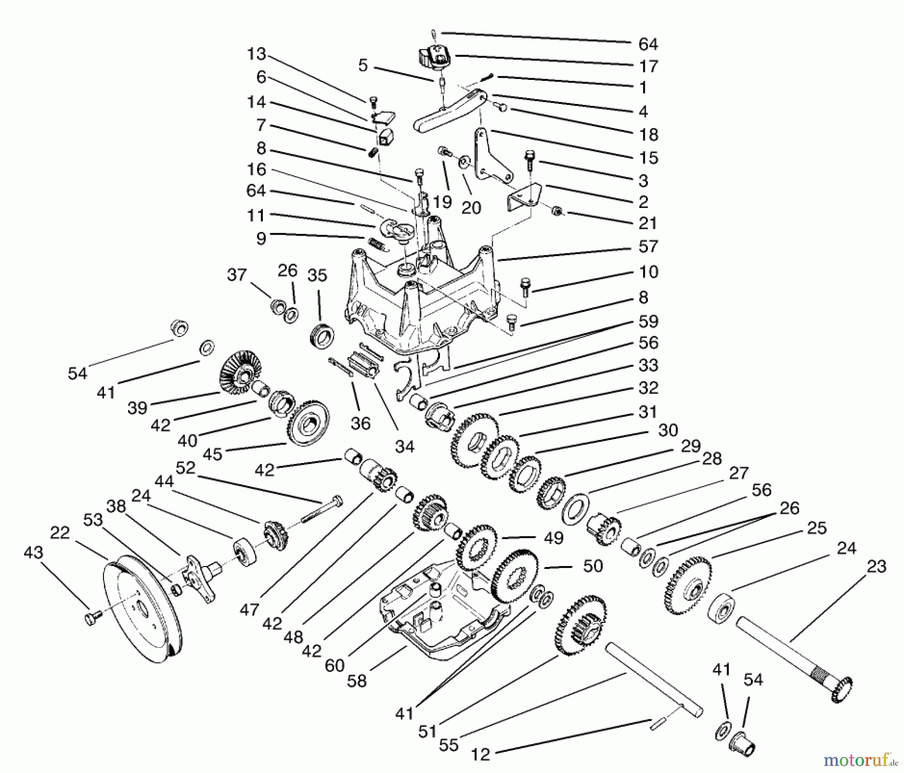  Toro Neu Snow Blowers/Snow Throwers Seite 1 38560 (1028) - Toro 1028 Power Shift Snowthrower, 2004 (240000001-240999999) TRACTION GEARCASE ASSEMBLY PART NO. 66-8030