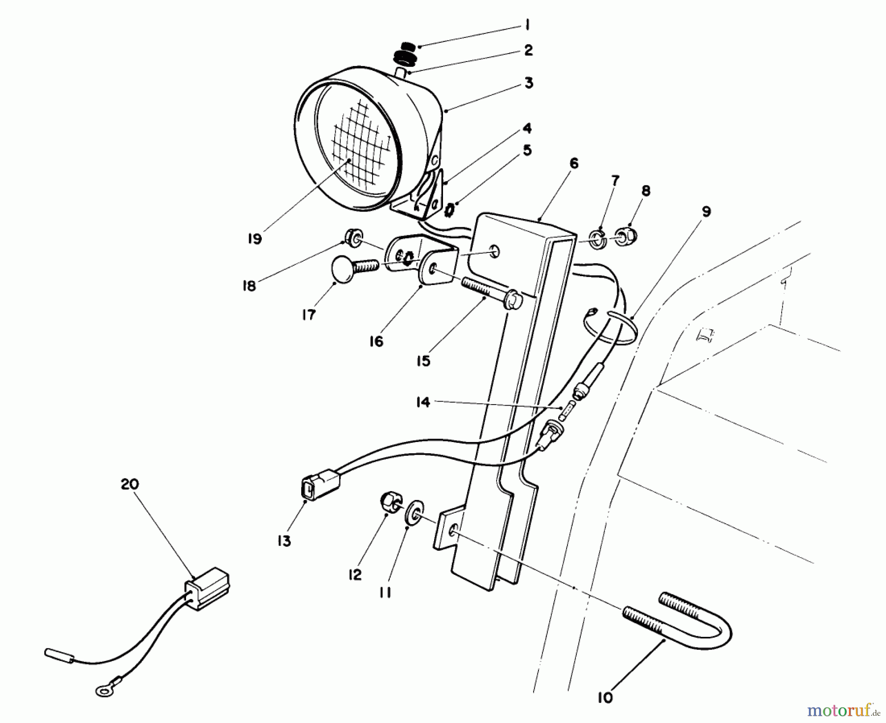  Toro Neu Snow Blowers/Snow Throwers Seite 1 38580 (1132) - Toro 1132 Power Shift Snowthrower, 1990 (0000001-0999999) LIGHT ASSEMBLY