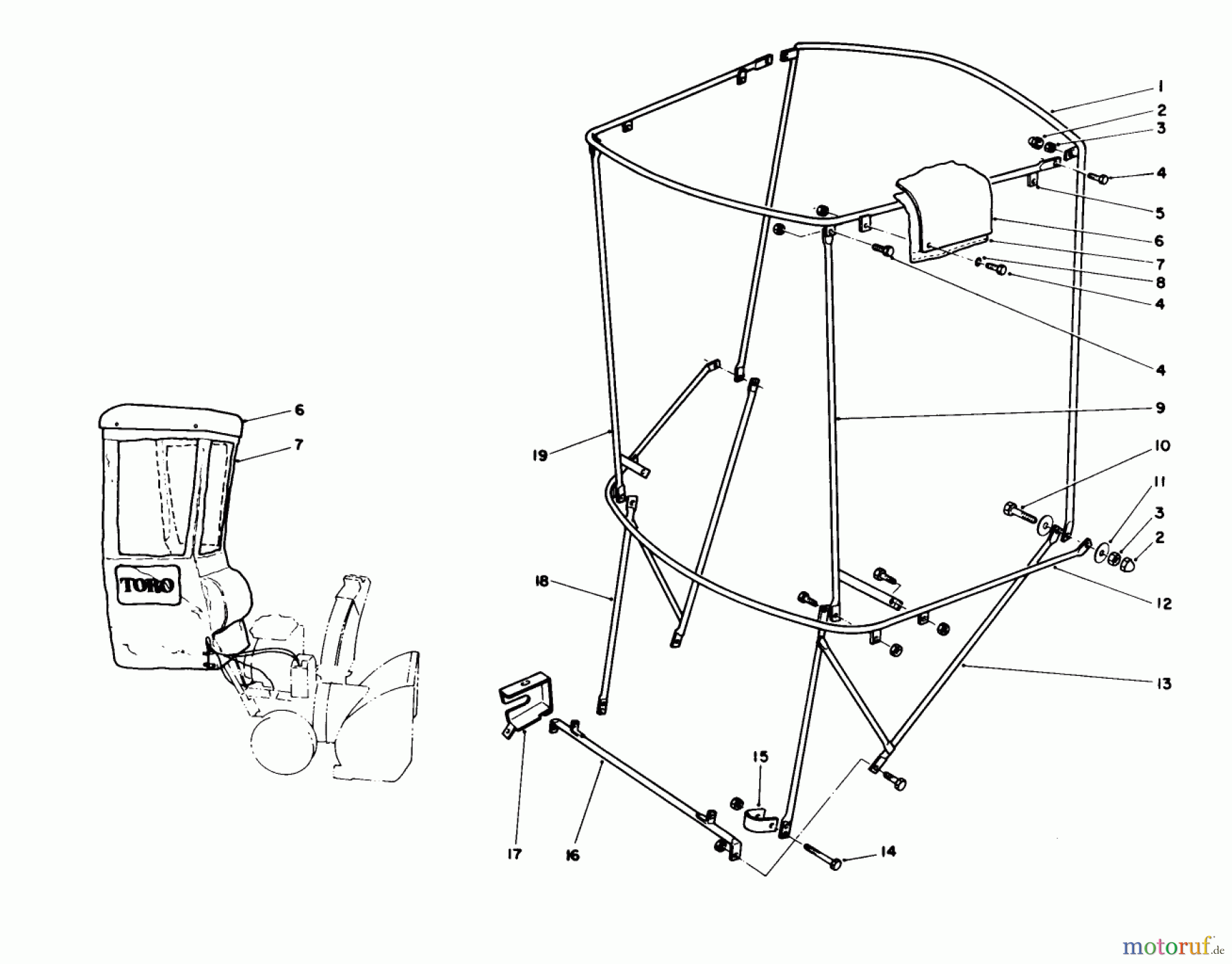  Toro Neu Snow Blowers/Snow Throwers Seite 1 38566 (1132) - Toro 1132 Power Shift Snowthrower, 1992 (2000001-2999999) SNOW CAB ASSEMBLY NO. 68-9500 (OPTIONAL)