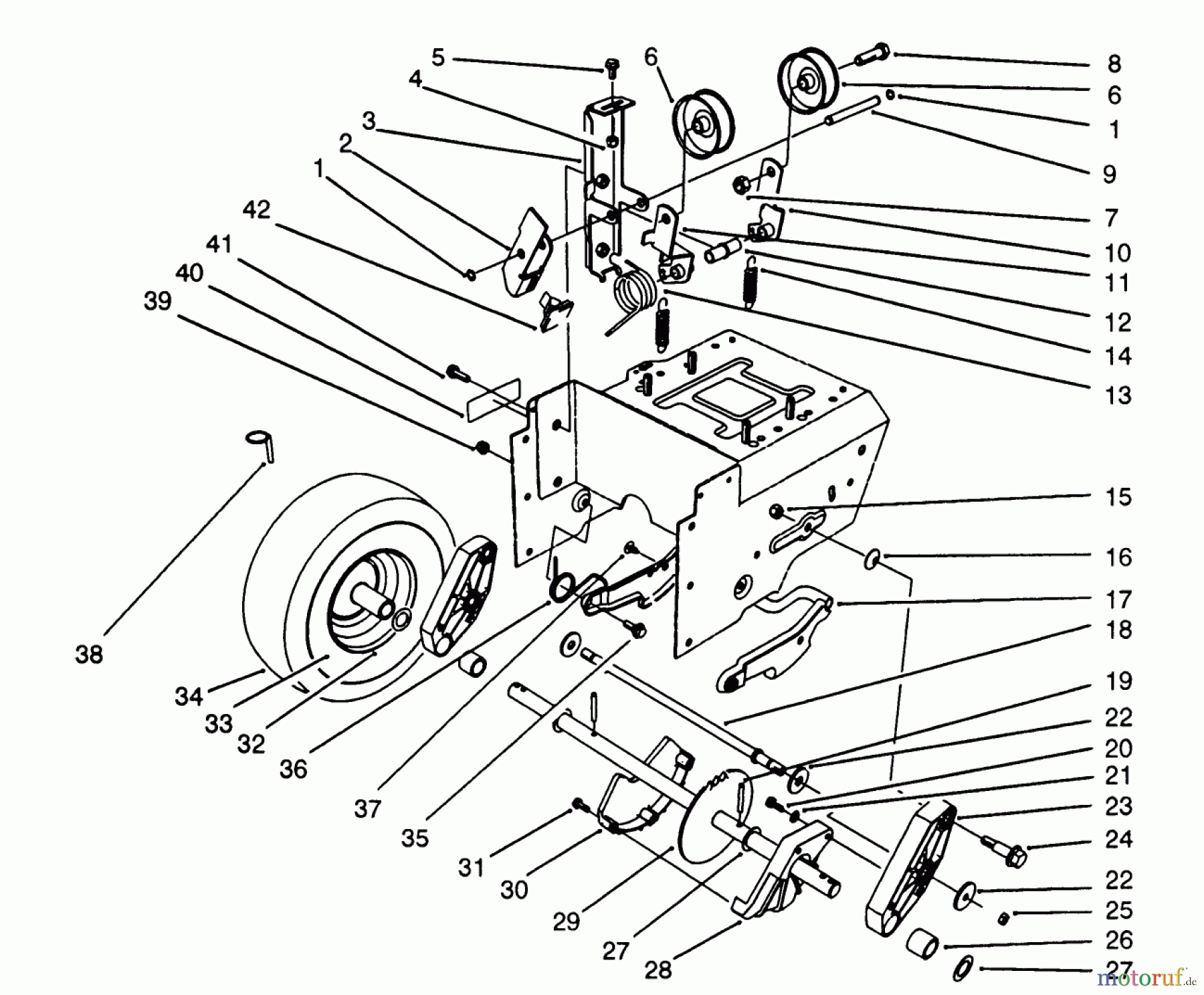  Toro Neu Snow Blowers/Snow Throwers Seite 1 38566 (1132) - Toro 1132 Power Shift Snowthrower, 1993 (3900001-3999999) TRACTION DRIVE ASSEMBLY