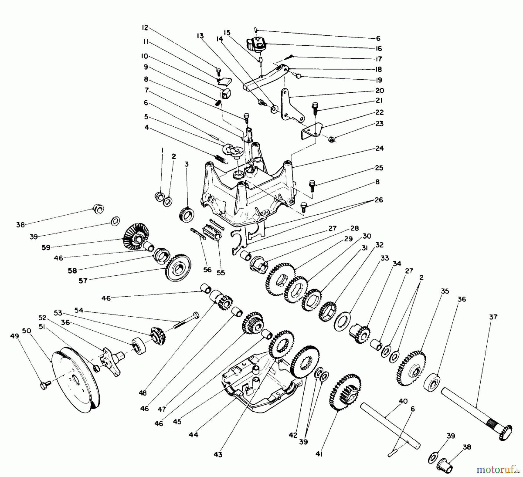  Toro Neu Snow Blowers/Snow Throwers Seite 1 38580 (1132) - Toro 1132 Power Shift Snowthrower, 1993 (3900001-3999999) TRANSMISSION ASSEMBLY NO. 66-8030