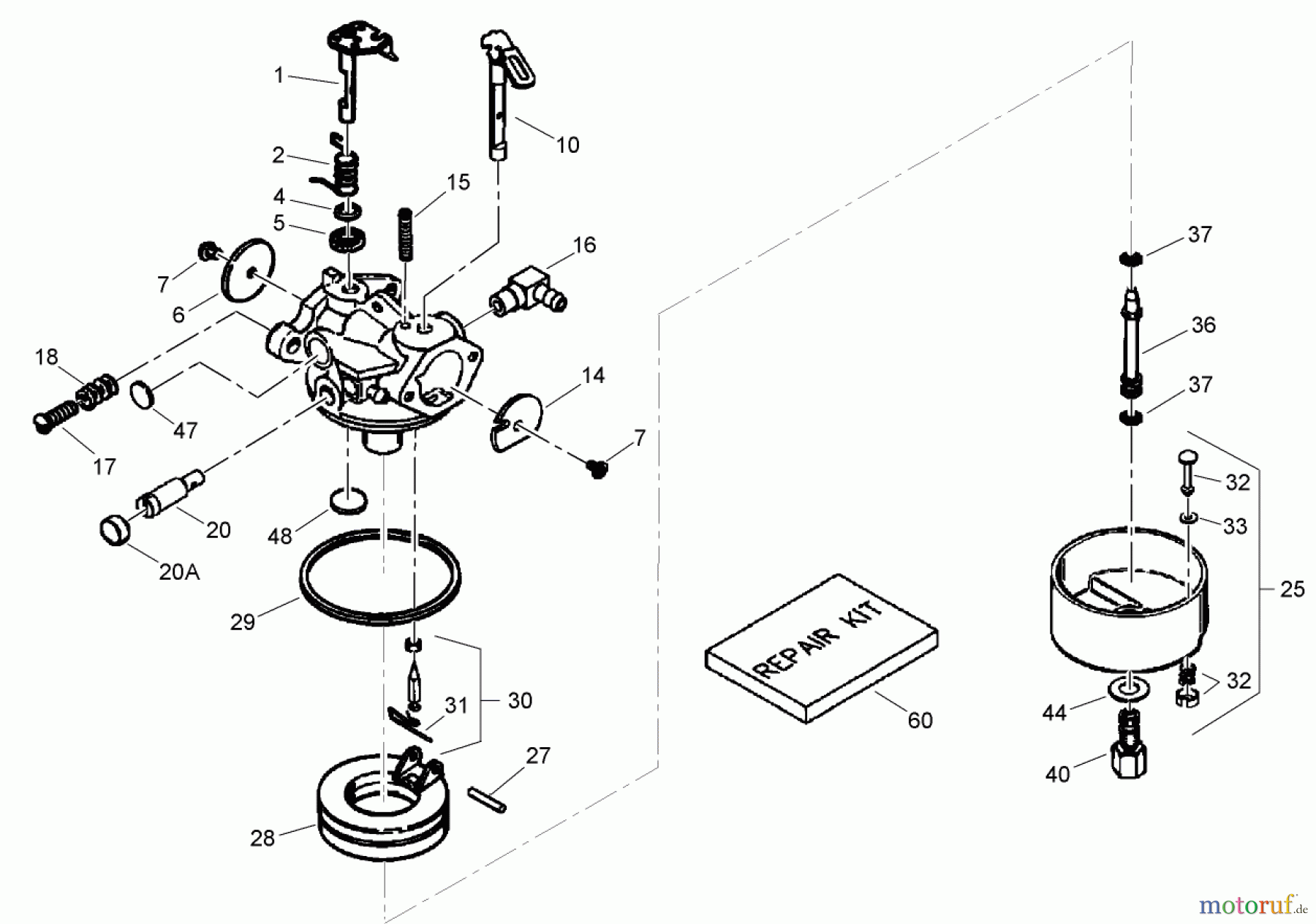  Toro Neu Snow Blowers/Snow Throwers Seite 1 38571 (6053) - Toro CCR 6053 Quick Clear Snowthrower, 2010 (310000001-310999999) CARBURETOR ASSEMBLY NO. 640298 TECUMSEH OH195SA-72568G