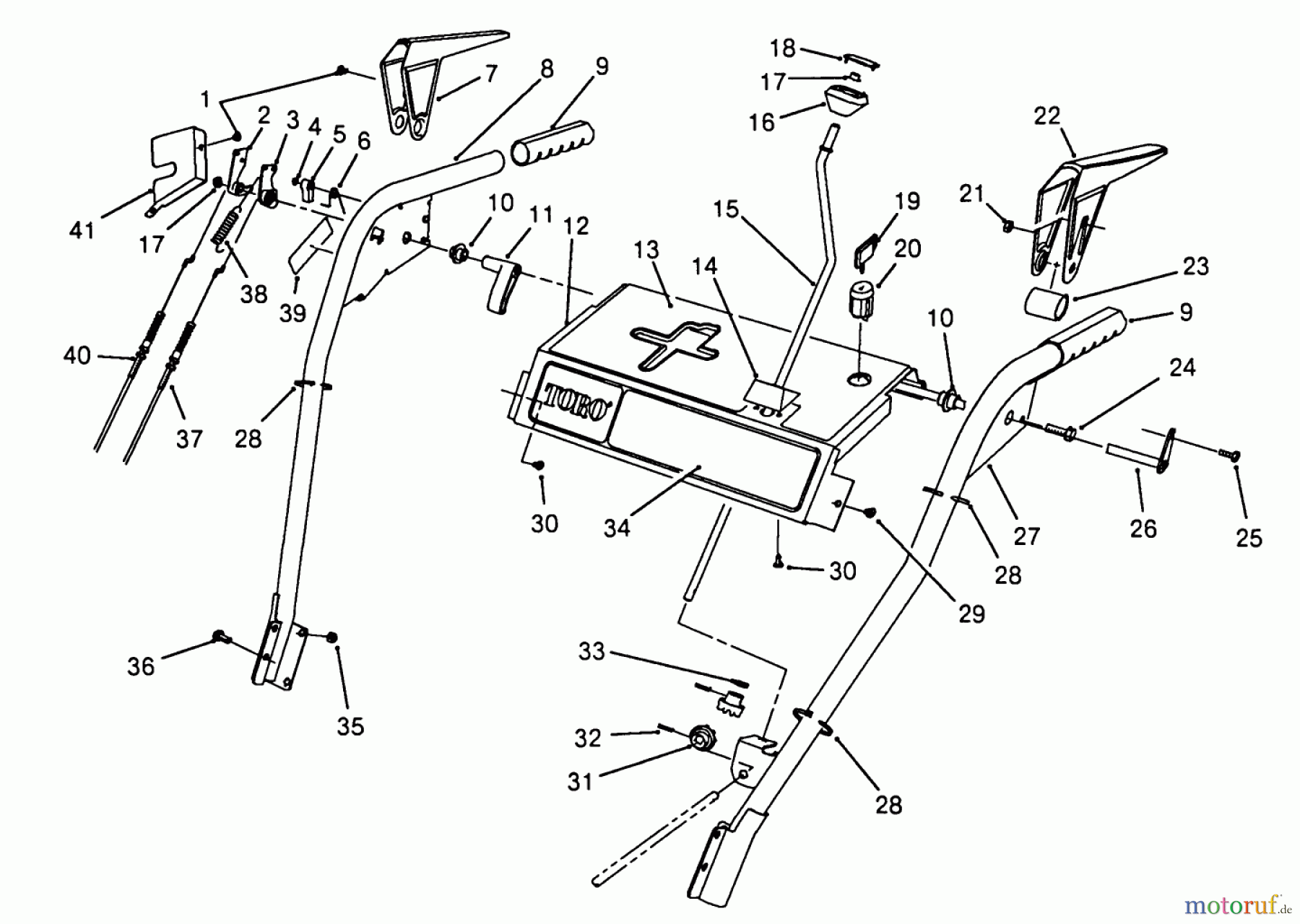  Toro Neu Snow Blowers/Snow Throwers Seite 1 38573 (828) - Toro 828 Power Shift Snowthrower, 1988 (8000001-8999999) HANDLE ASSEMBLY