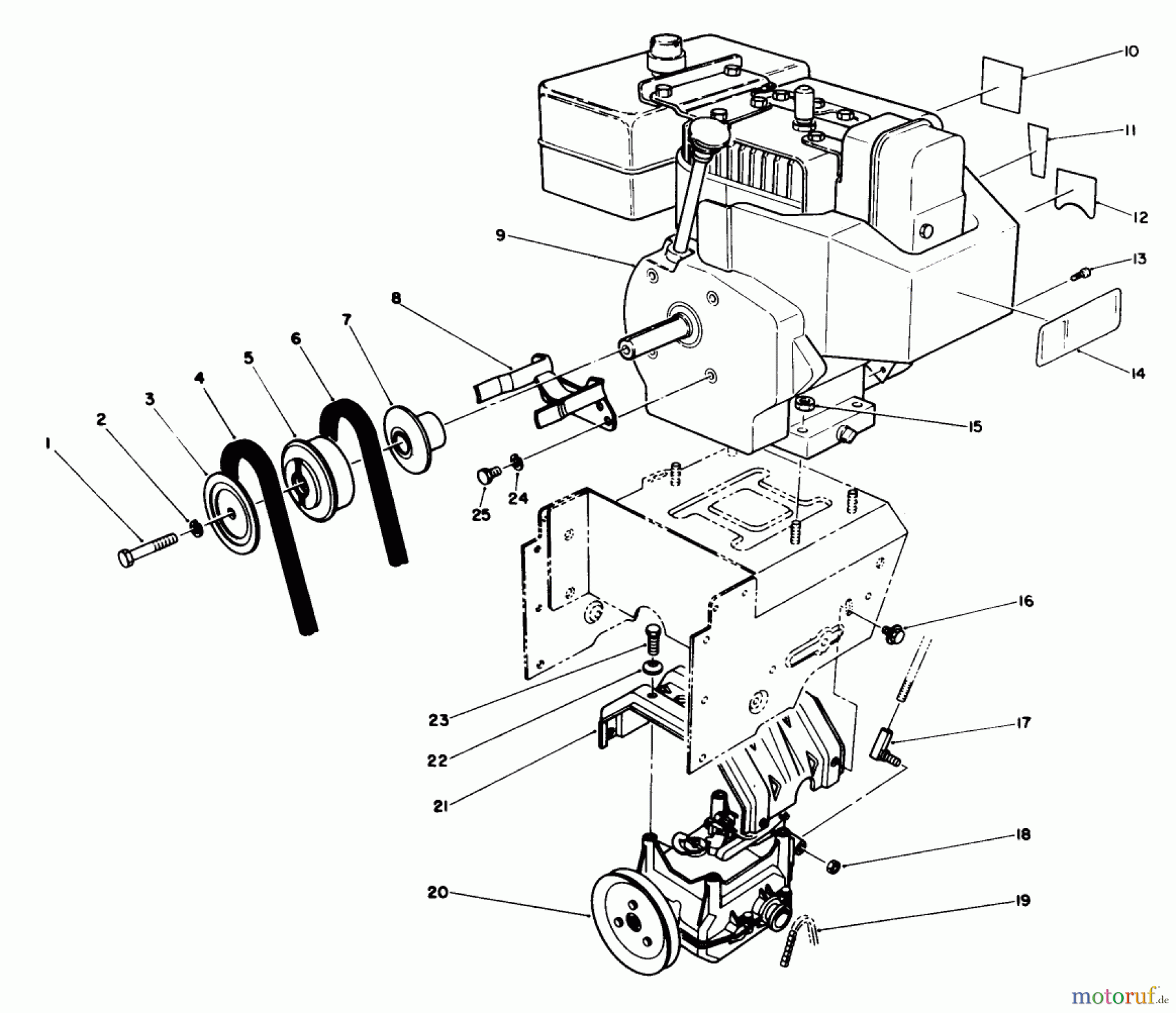  Toro Neu Snow Blowers/Snow Throwers Seite 1 38574 (828) - Toro 828 Power Shift Snowthrower, 1991 (1000001-1999999) ENGINE ASSEMBLY