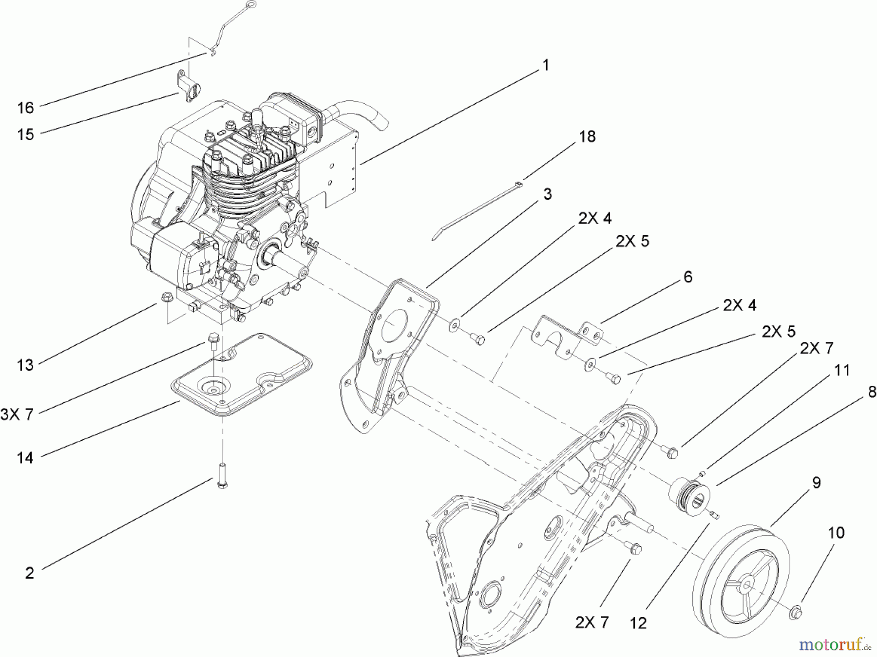  Toro Neu Snow Blowers/Snow Throwers Seite 1 38575 (6053) - Toro CCR 6053 Quick Clear Snowthrower, 2008 (280000001-280999999) ENGINE, FRAME AND WHEEL ASSEMBLY